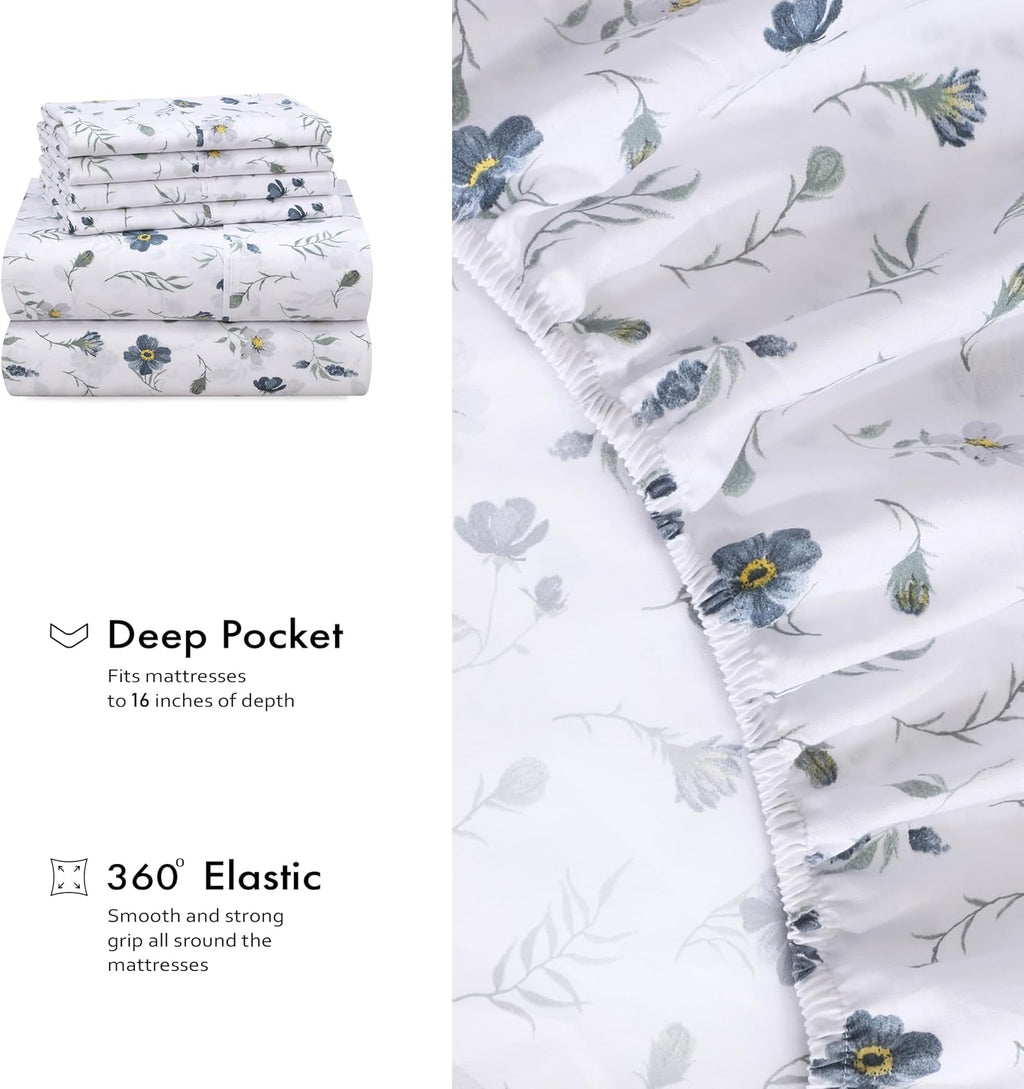Ruvanti 100% Cotton Percale Sheets Twin XL Size 4 Piece Set, Cooling Bed Sheets for Hot Sleepers, Deep Pocket 16”, Breathable Lightweight &…