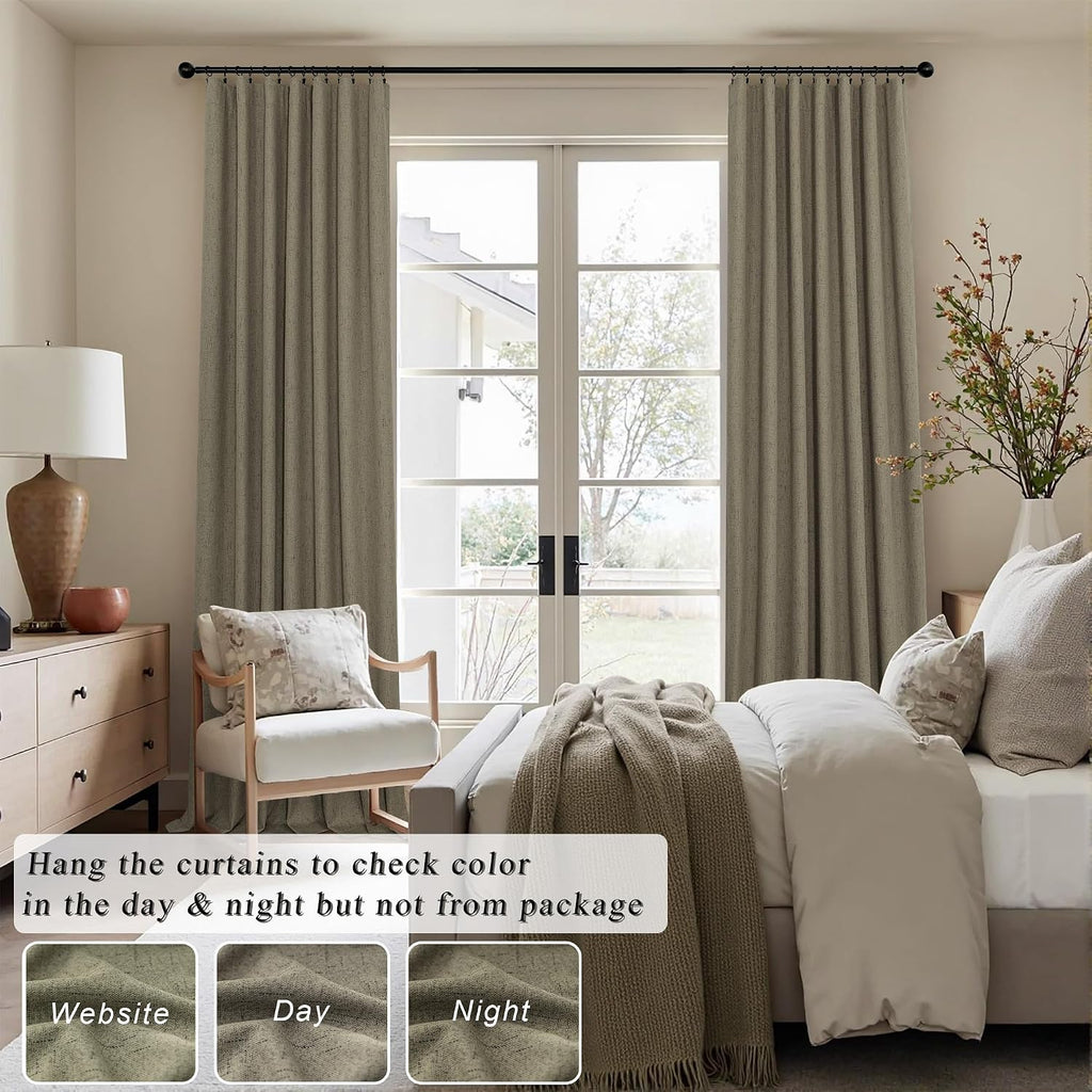 Pitalk Dark Taupe Neutral Blackout Curtains 96 Inch Long 2 Panel Insulated Sliding Door Curtain UV Heat Blocking Drape for Living Room Bedr…