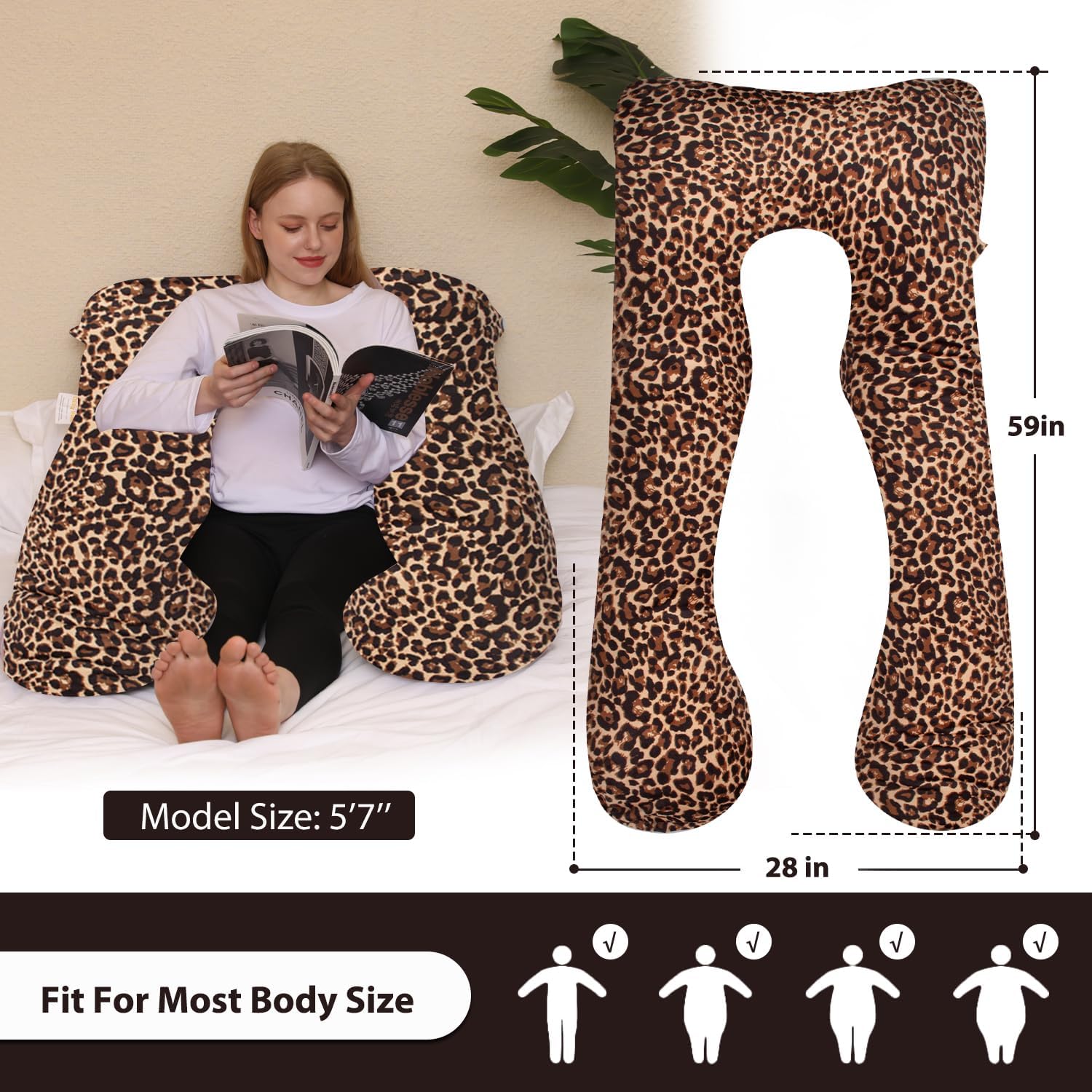 ChillingHome Chilling Home Pregnancy Pillows, U Shaped Maternity Pillow for Pregnant Women with Velvet Removable Cover, 55 inch Pregnancy P…