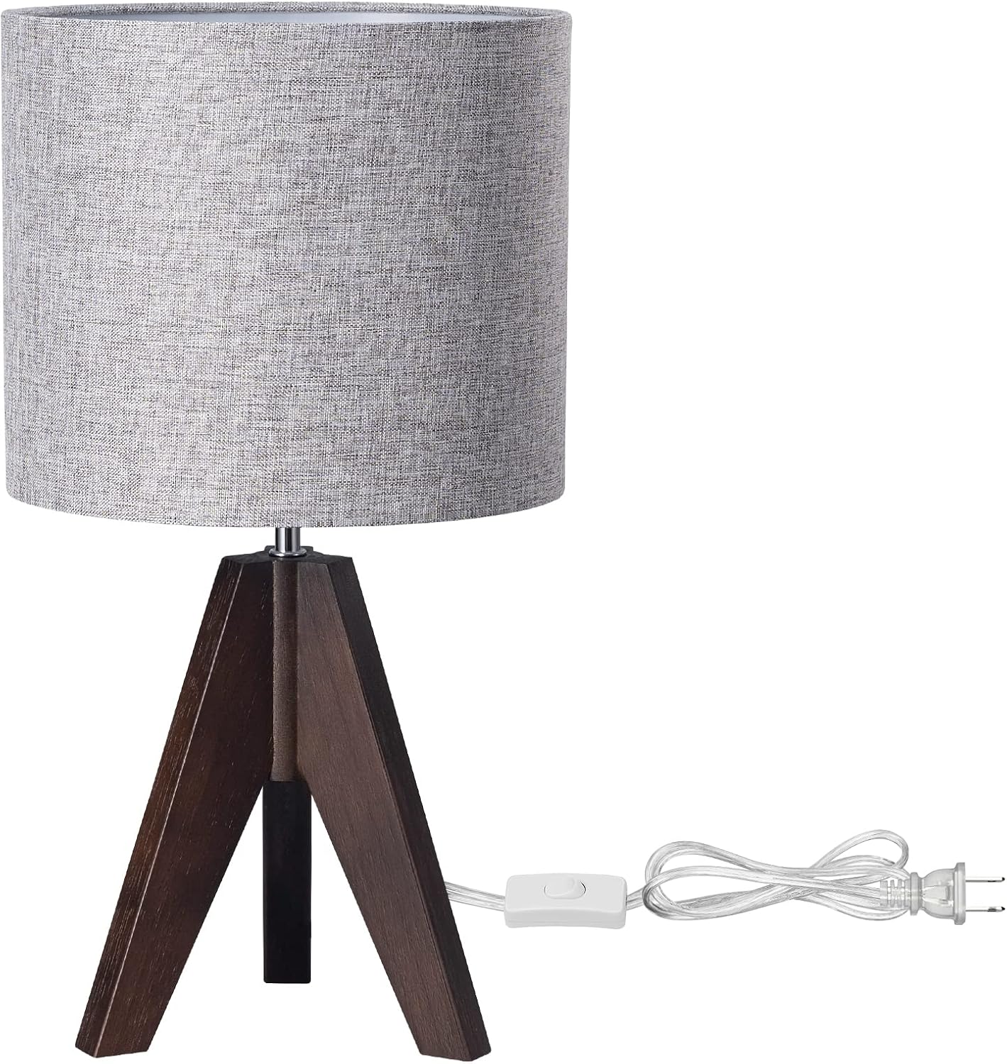 EDISHINE Boho Small Table Lamp, Walnut Color Wooden Tripod Bedside Lamp, Farmhouse Nightstand Lamp for Nursery, Bedroom, Office, Kid…
