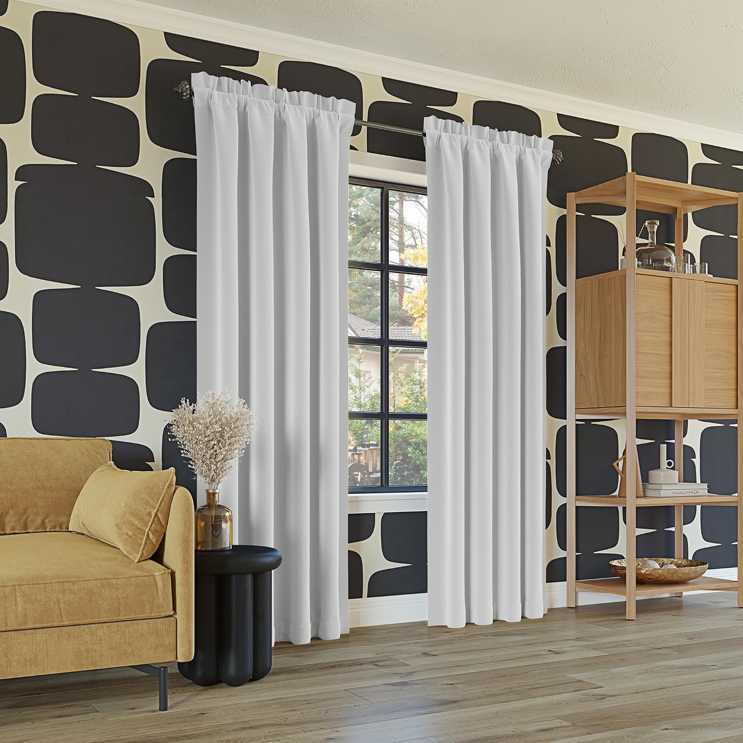 Sun Zero Oslo Theater Grade Extreme 100% Blackout Rod Pocket Curtain Panel, 52" x 84", White