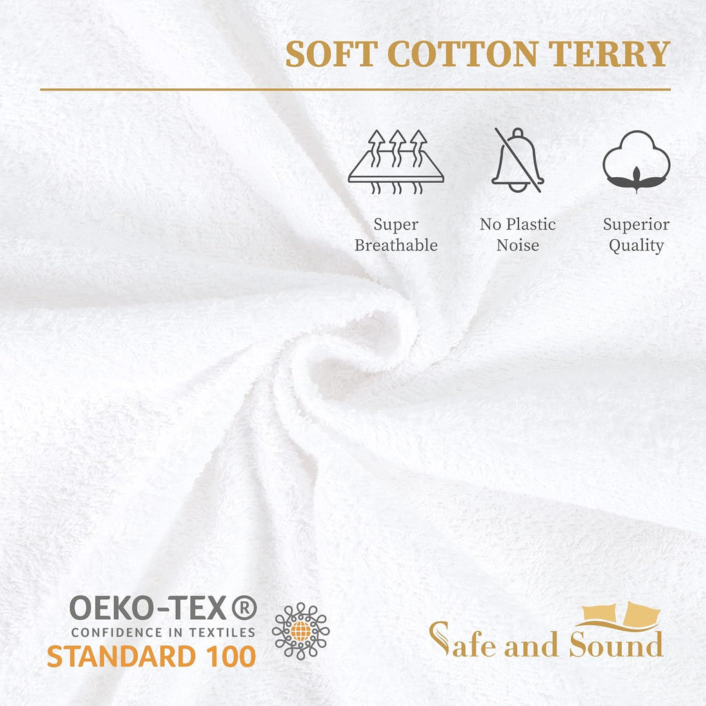SafeandSound King Size Waterproof TPU Coating Pillow Protector with Zipper, Cotton Terry Surface Superior Moisture Absorb Breathable Quiet…