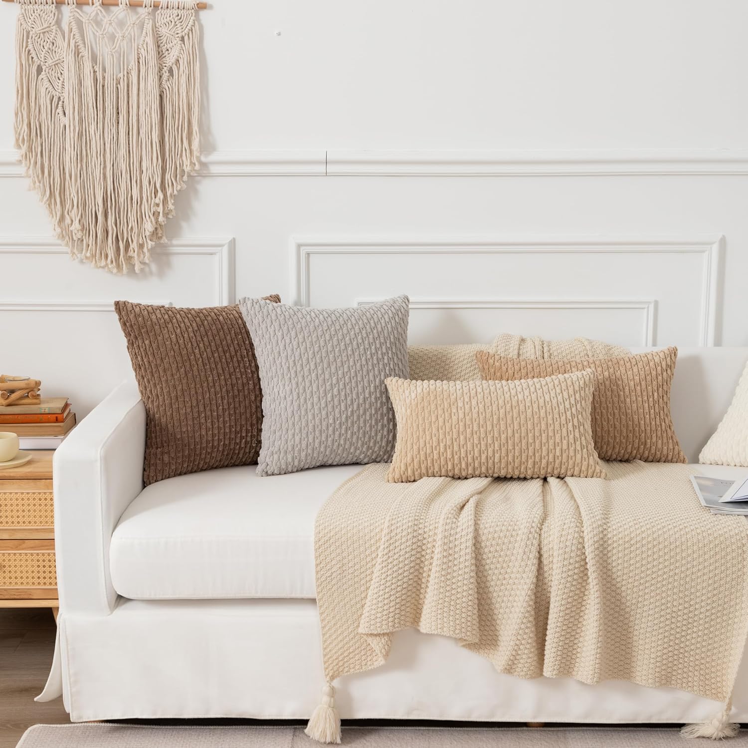 KevinTextile Kevin Textile 12x20 Inch Pillow Cover 1 Pack Boho Decorative Soft Striped Corduroy Lumbar Farmhouse Solid Color Accent Rectang…