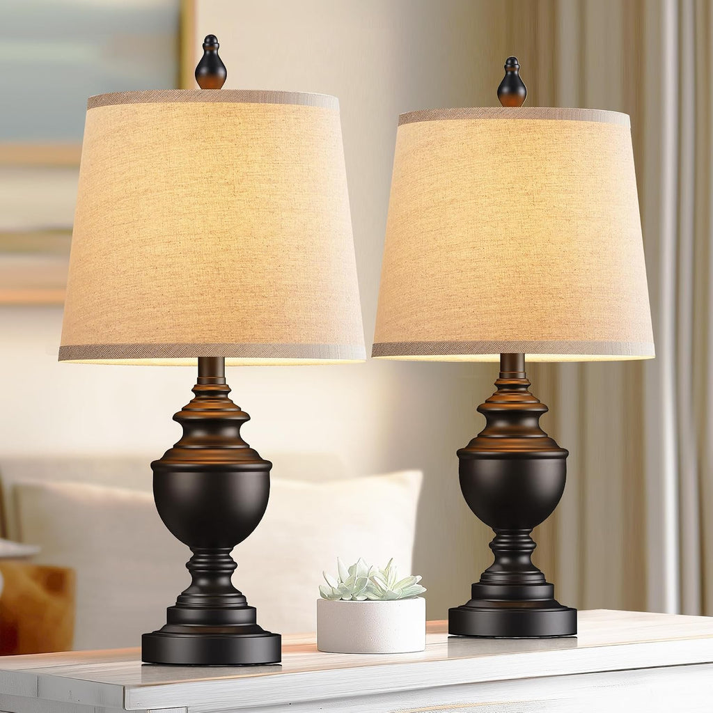 PARTPHONER Retro Table Lamps Set of 2, Bedside Lamp for Bedroom Rustic Farmhouse Table Lamps for Living Room, Vintage Nightstand Lamps…