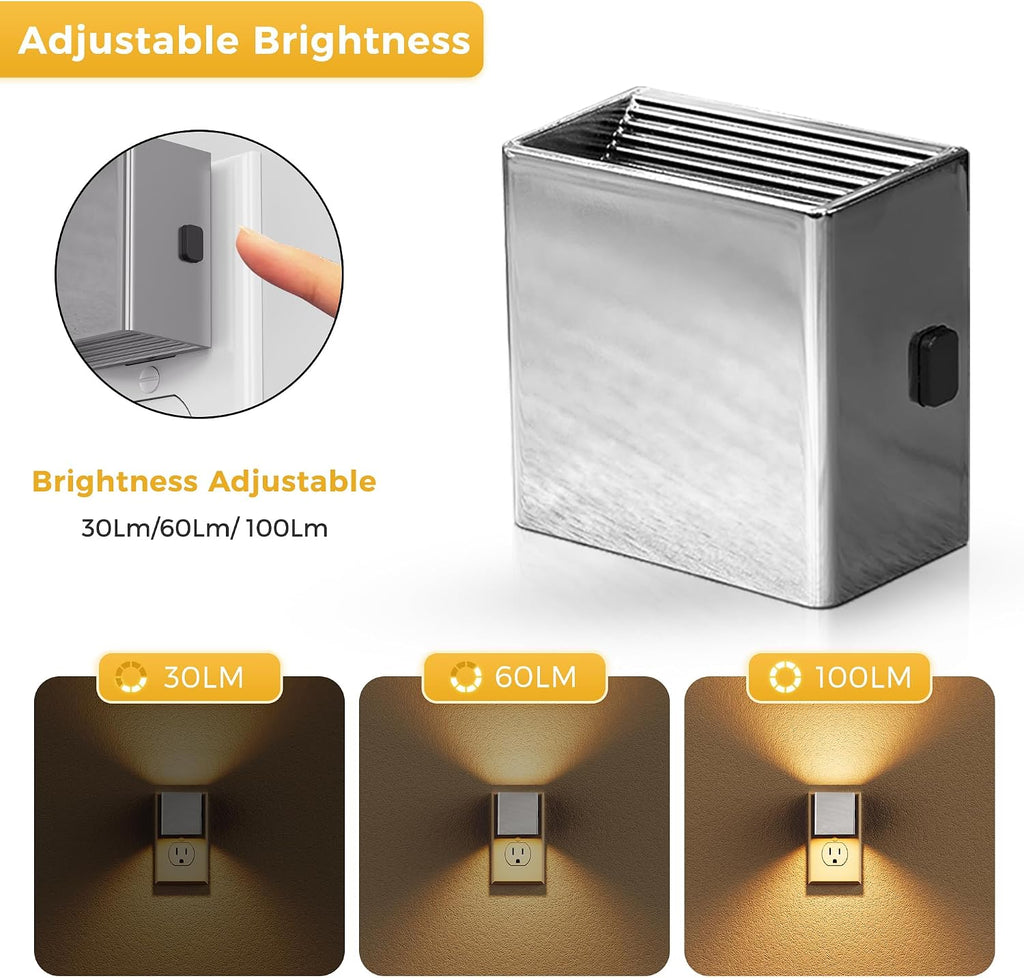 L LOHAS LED Night Light, Night Lights Plug into Wall,[2-Pack] Dimmable Night Light with Light Sensor,3000K Warm White, Silver Nightlight…