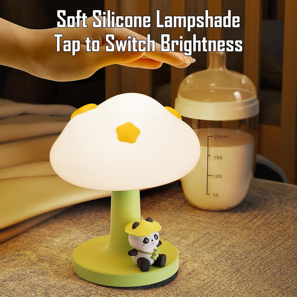 Cloud and Panda Rechargeable Night Light, Safe Soft Silicone Material, 3 Brightness Levels, Tap Control, Warm Light, Toddler Sleeping…