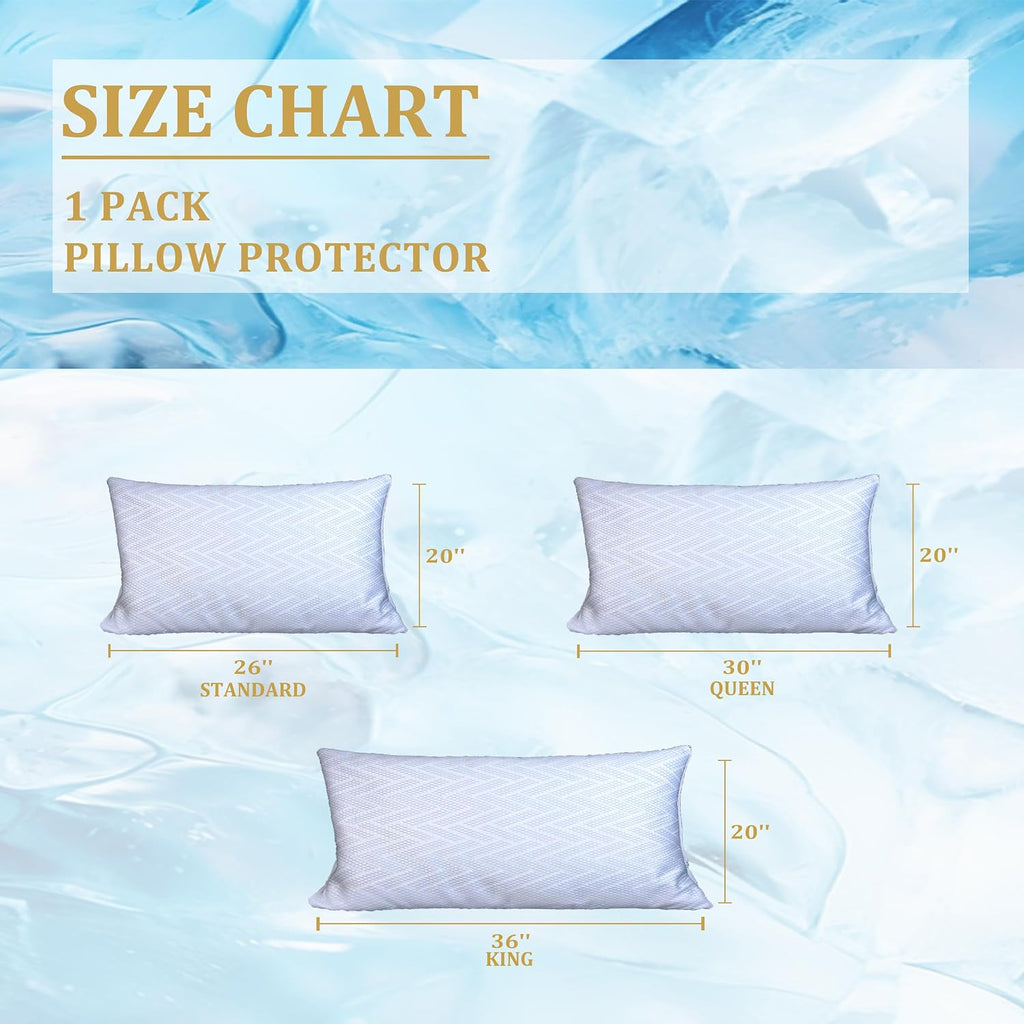 Safe and Sound Cooling Waterproof Pillow Protectors (20×36'') - Breathable Cool Zipped Pillow Cover - PE + Polyester for Summer, Oeko-TEX…