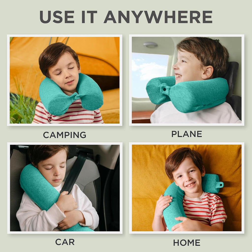 Dot&Dot Green Twist Memory Foam Kids Travel Pillow for Airplanes - Neck Pillows for Sleeping - Airplane Pillow for Neck Support, Chi…