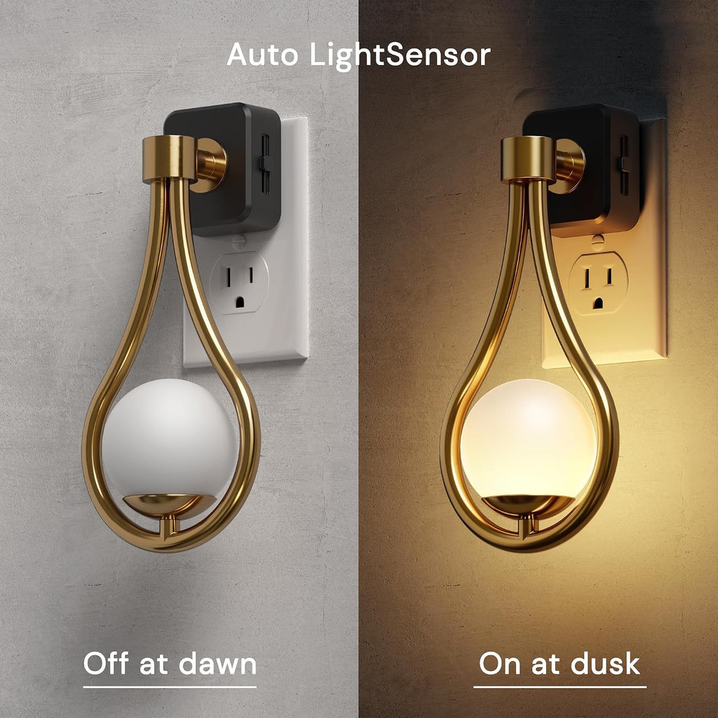 L LOHAS LED Night Lights Plug Into Wall: Dusk to Dawn Sensor, Soft White 3000K Nightlight, 0-100LM Adjustable Brightness, 330°Rotating…