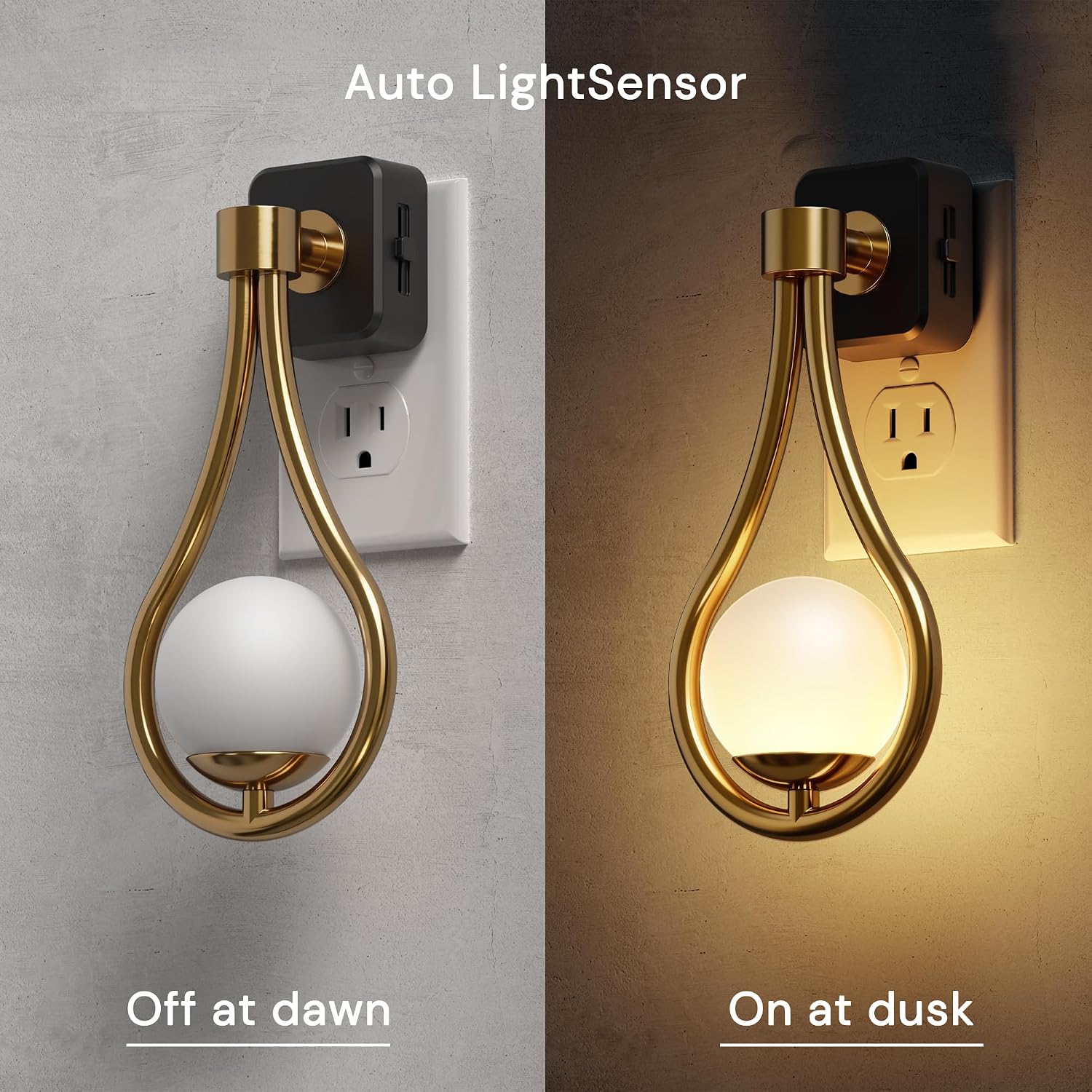 L LOHAS LED Night Lights Plug Into Wall: Dusk to Dawn Sensor, Soft White 3000K Nightlight, 0-100LM Adjustable Brightness, 330°Rotating…