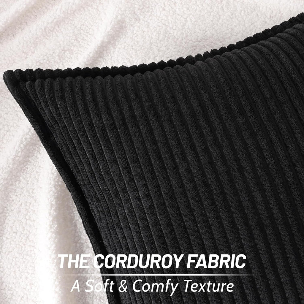 Mecatny Corduroy Summer Throw Pillow Covers 24x24 Set of 2, Neutral Decorative Soft Boho Couch Pillow Covers with Broadside for Sofa…