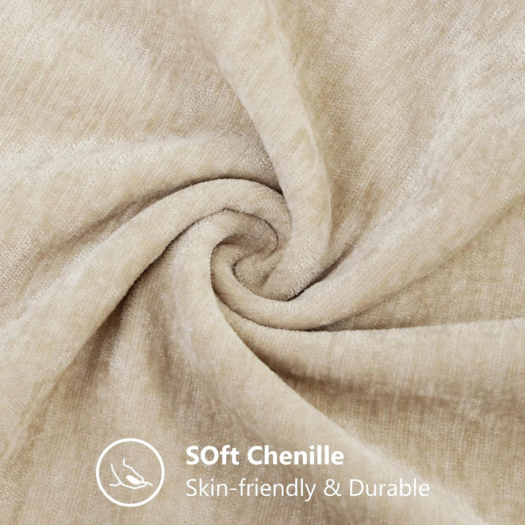 decorUhome Chenille Beige Throw Pillow Covers 24x24 Inch Set of 2, Decorative Soft Couch Pillow Covers Solid Dyed Accent Farmhouse Neutral…