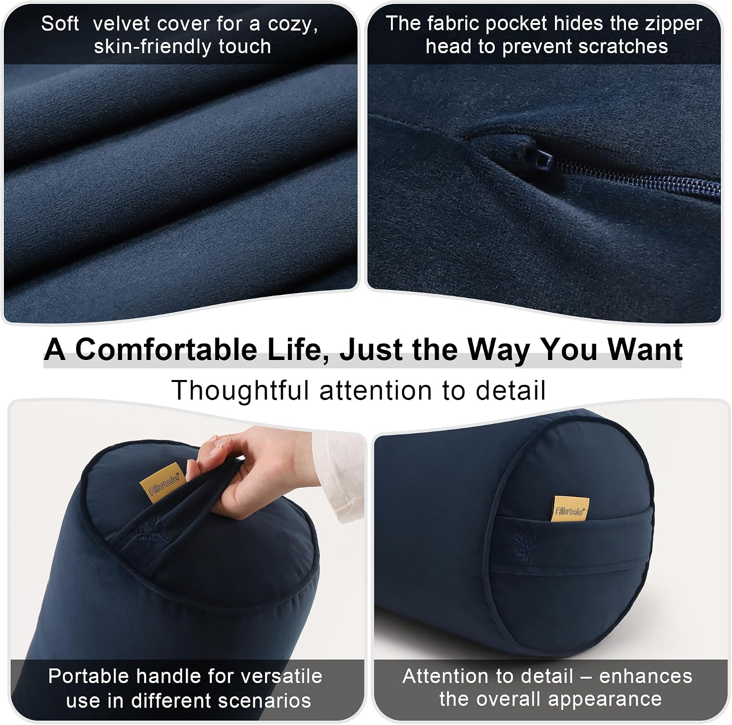 Body Pillow for Adults, Long Round Pillow, Big Cylindrical Pillow, Large Full Bolster Pillows for Side Sleepers (Teal Blue, 59"*7.87")