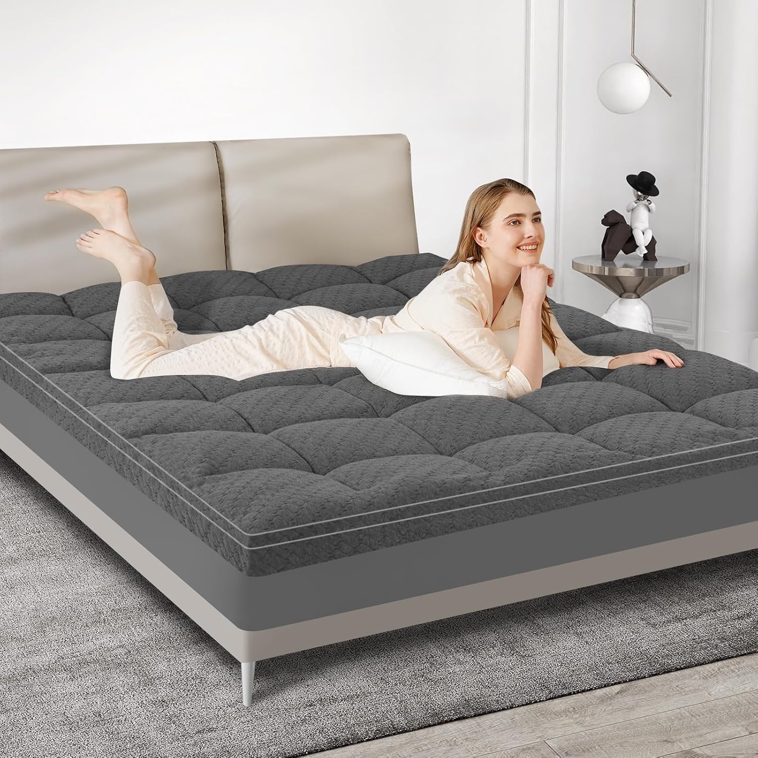 Dual Layer 3 Inch Memory Foam Mattress Topper Twin XL Size, 2 Inch Cooling Gel Memory Foam Plus 1 Inch Pillow Top Mattress Pad Cover…