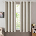 Miulee Linen Curtains for Bedroom 100% Blackout Thermal Insulated Cobblestone Grommet Room Darkening Curtains & Drapes for Living Room Nurs…