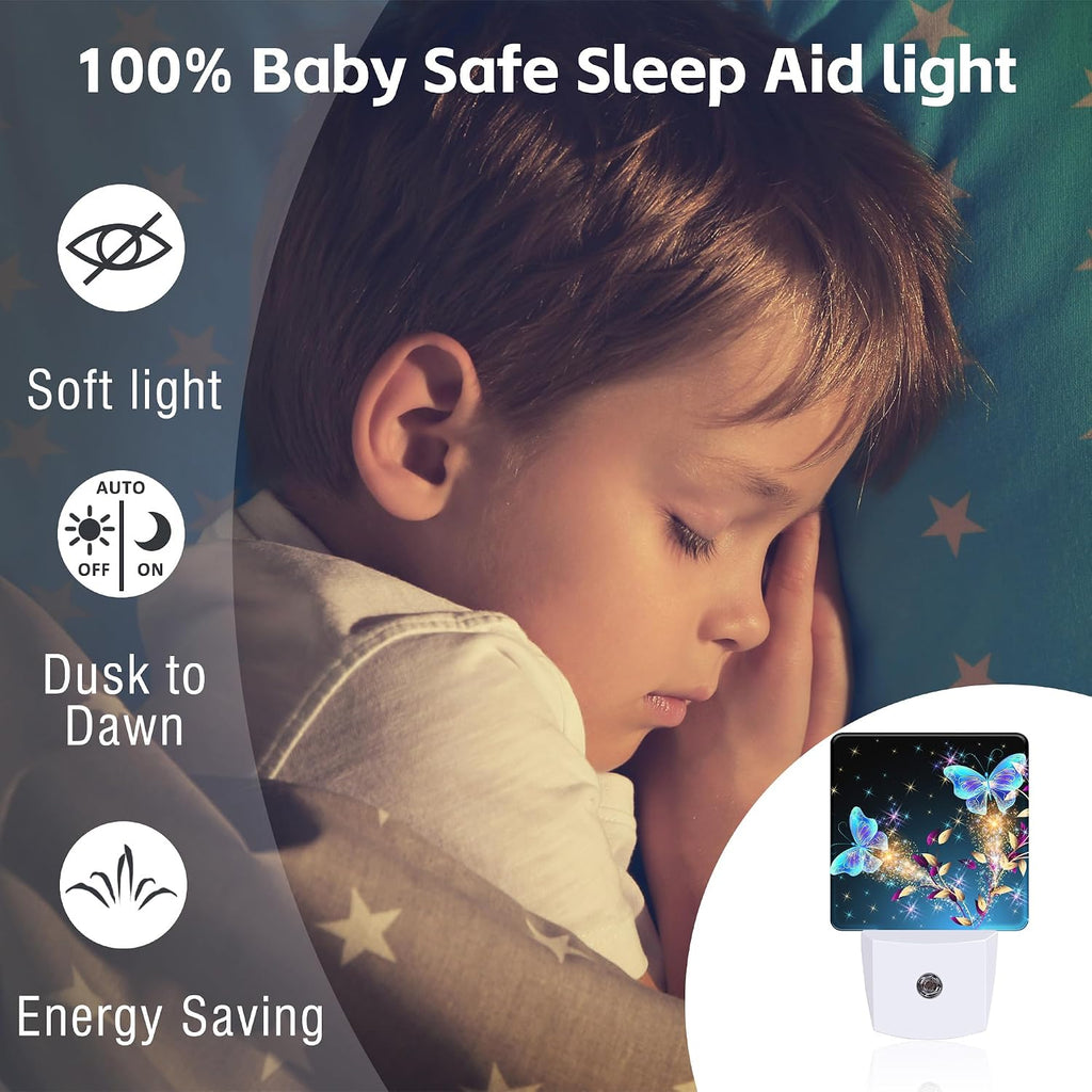 Magical Butterflies with Flowers Night Light Plug into Wall, Glitter Sparkle Butterfly Dusk to Dawn Night Light Plug in,0.5w Energy…