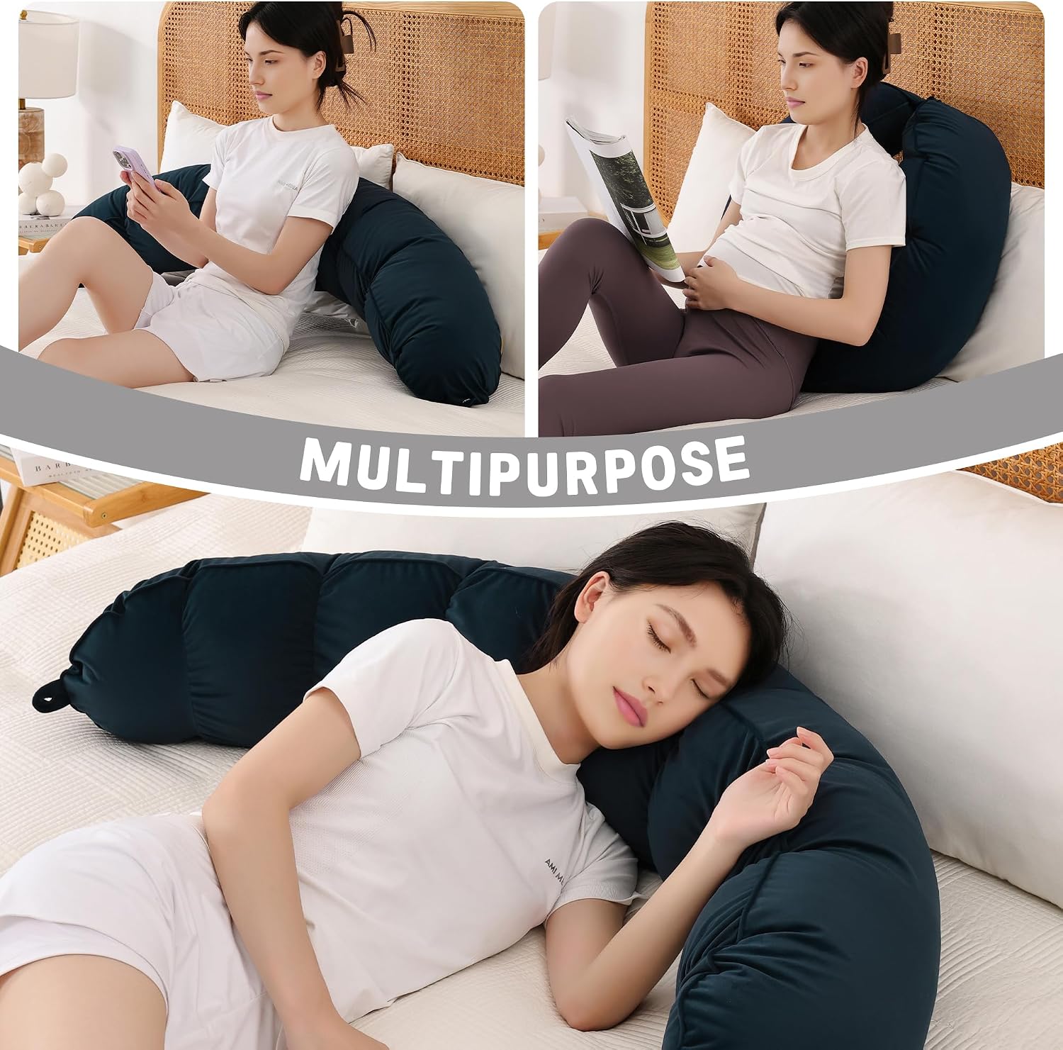 Peallow(Pat. Pend) – Long Round Body Pillow for Adults, Bolster Pillow for Sleeping, Soft and Supportive Pillow for Sleeping & Lumbar…