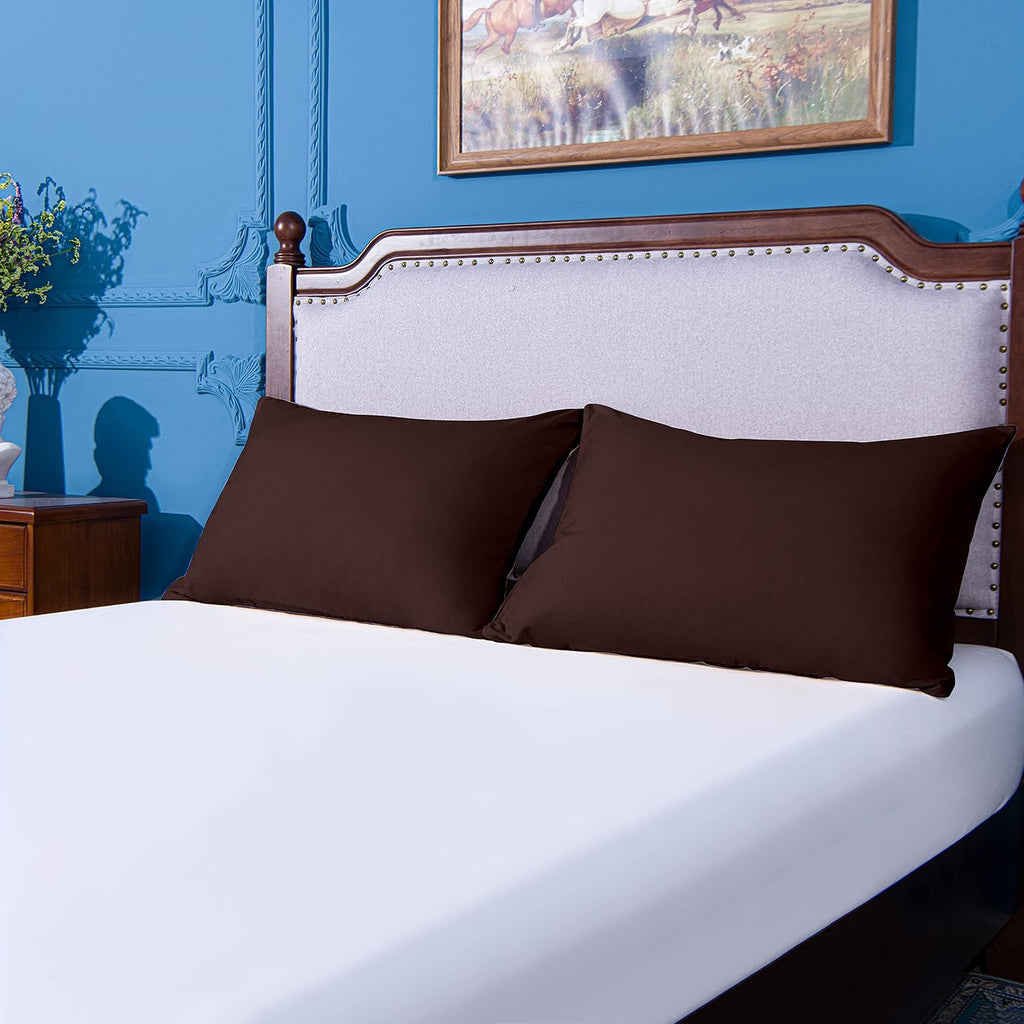 Ntbay Standard Pillowcase Set - 2 Pack Brushed Microfiber 20x26 Pillowcases - Soft, Wrinkle-Free, Fade-Resistant, Stain-Resistant, Dark Bro…