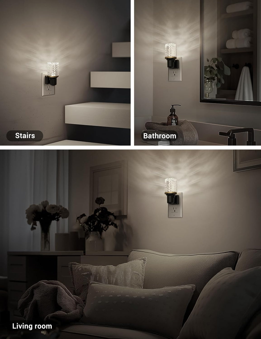 JandCase LED Night Light, Dimmable Night Lights Plug into Wall, Modern Nightlight with Auto On Off Light Sensor, 5000K Daylight White…