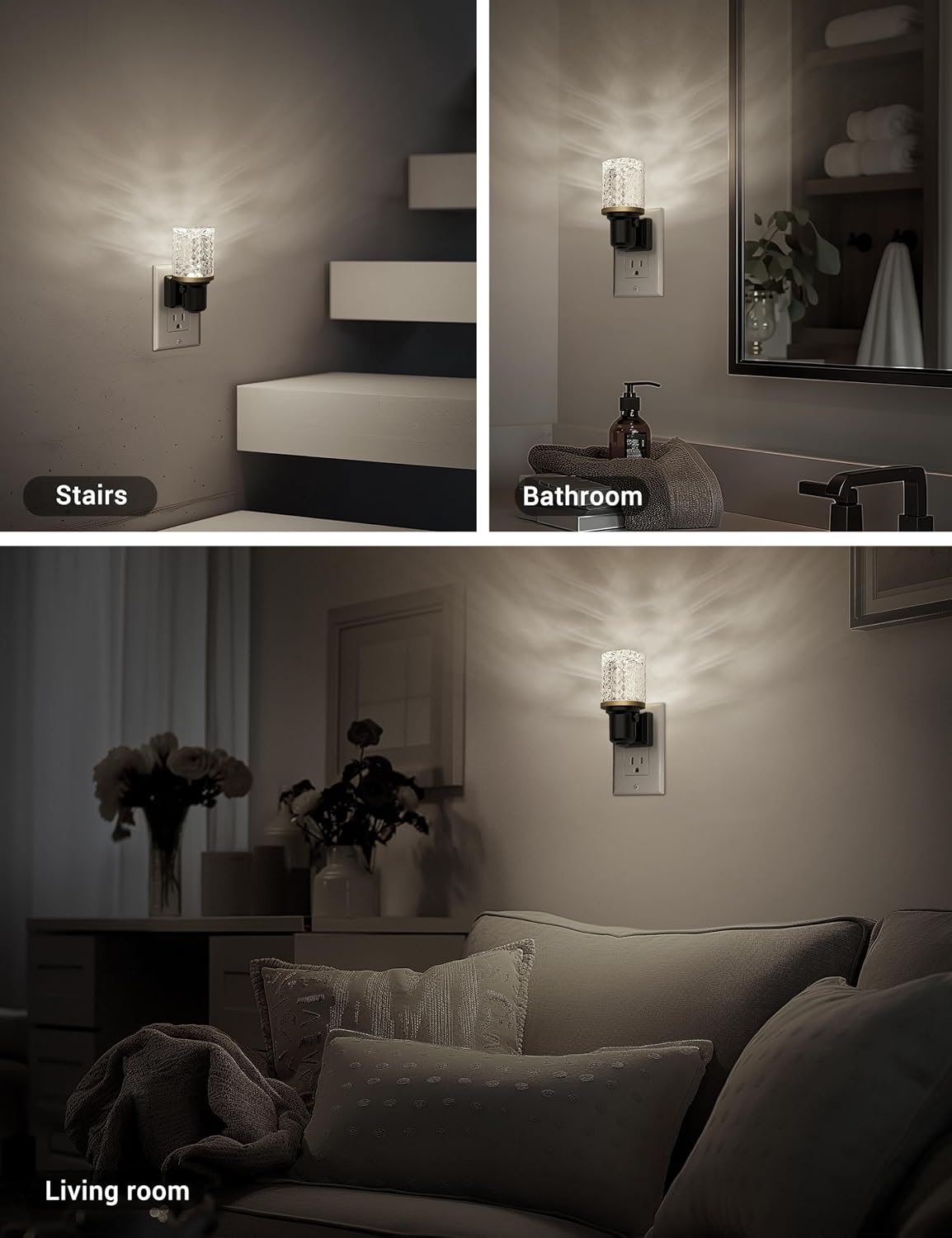 JandCase LED Night Light, Dimmable Night Lights Plug into Wall, Modern Nightlight with Auto On Off Light Sensor, 5000K Daylight White…