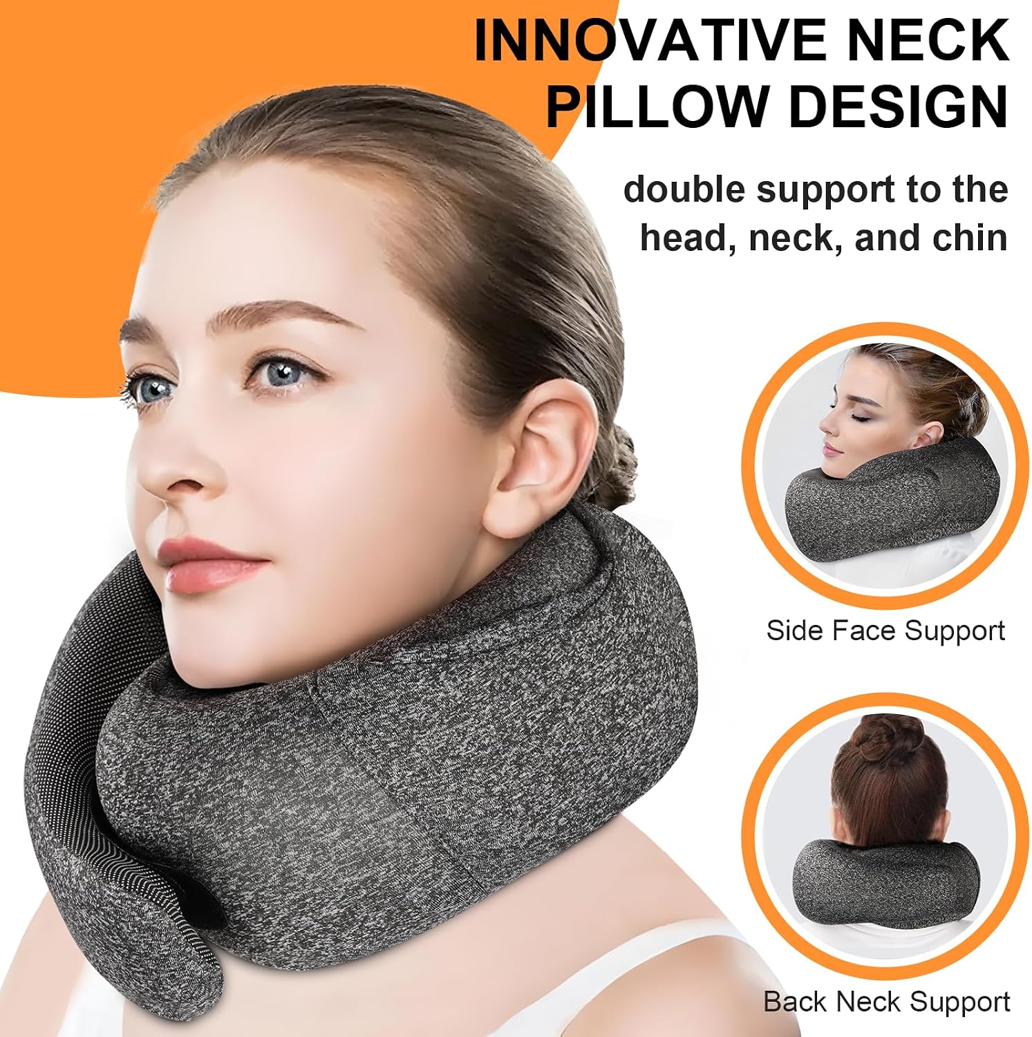 Vzpeun Travel Pillow - Hooded Neck Pillow Airplane Memory Foam Filling for Plane, Office, Cars Sleeping, Road Trip, Long Flights, Airplane…