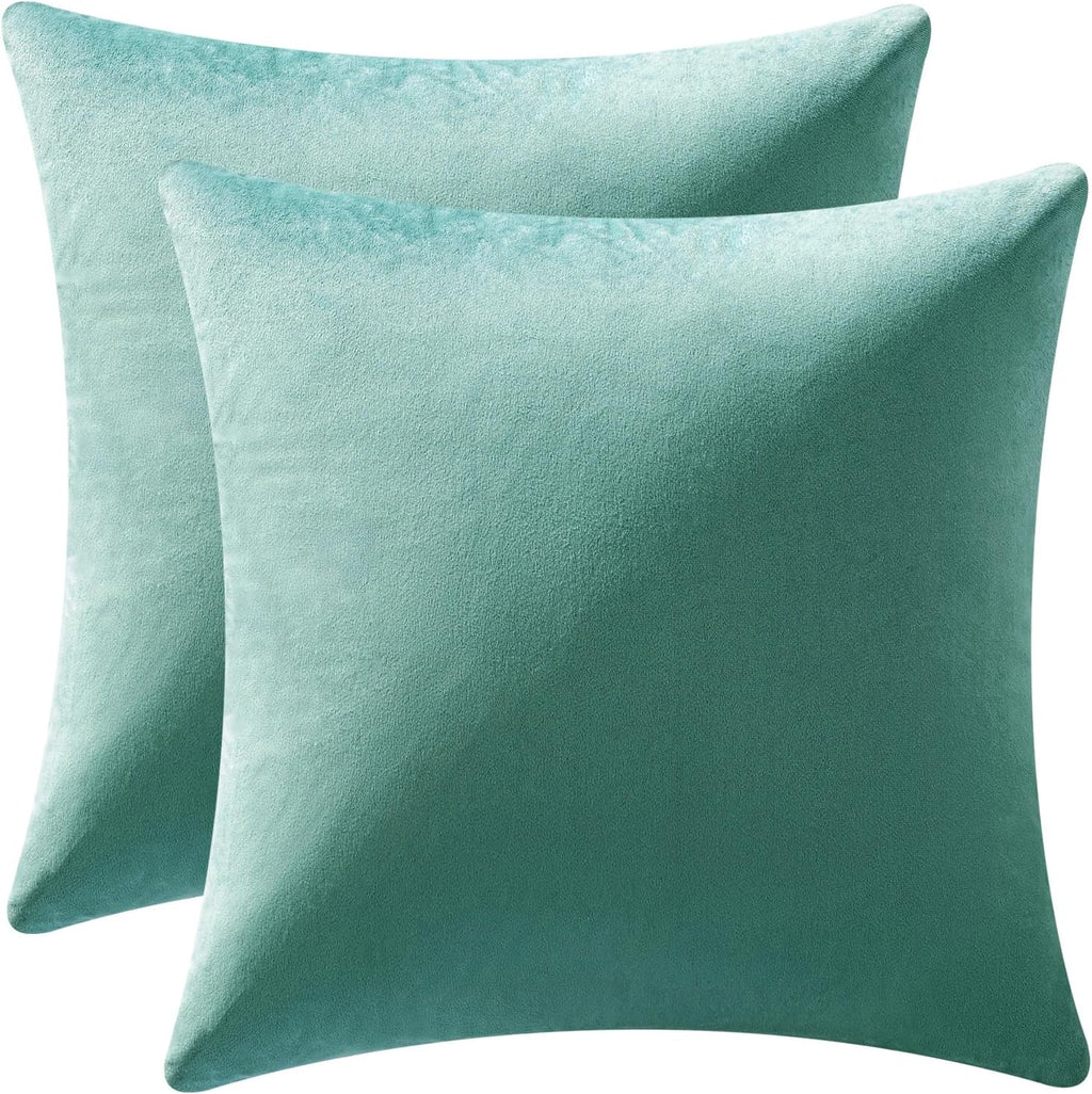 Miulee Velvet Throw Pillow Covers 16x16 Inch, Pack of 2 - Aqua Green, Soft Solid Decorative Pillow Covers Cushion Cases Modern Luxury Home…