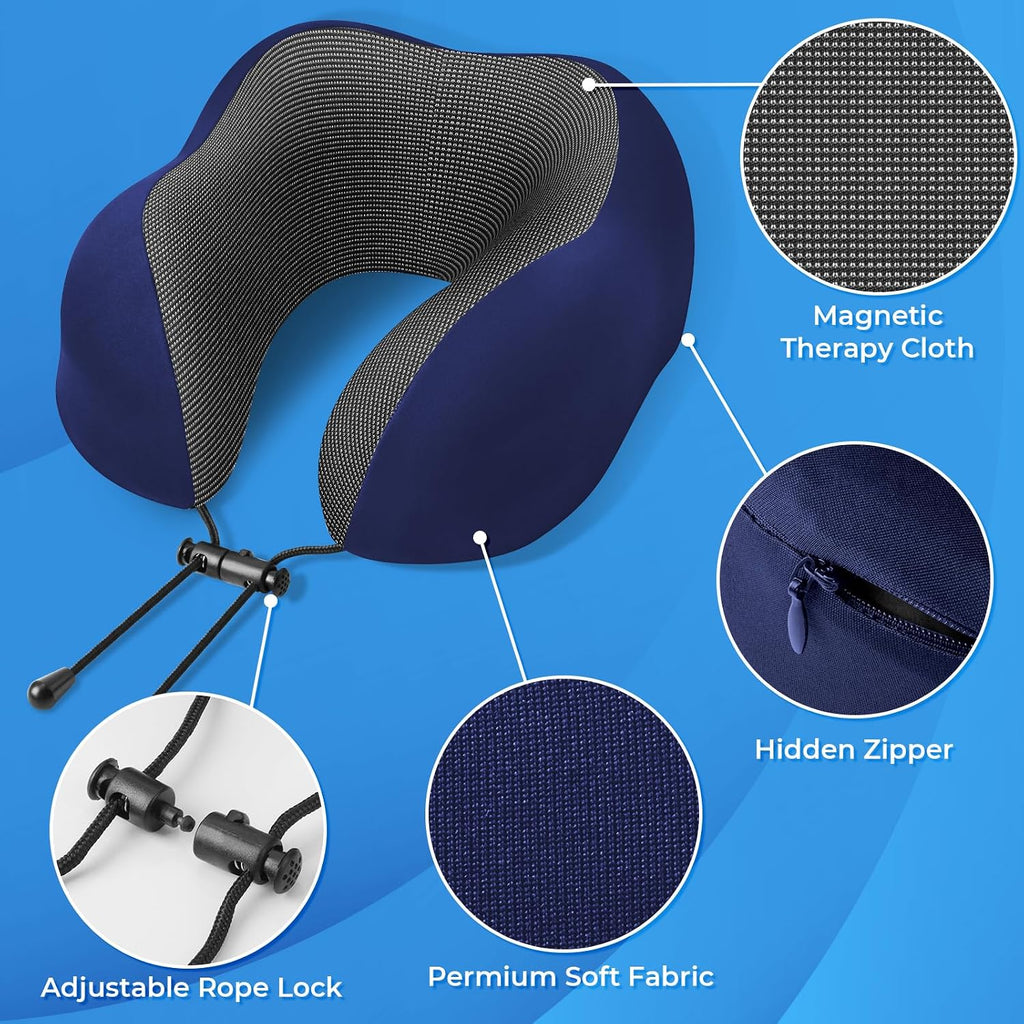 ExploreBliss Travel Pillow, Travel Pillows for Sleeping Airplane, Neck Pillow Airplane, Memory Foam Neck Pillow Set with Eye Mask, Earplugs…