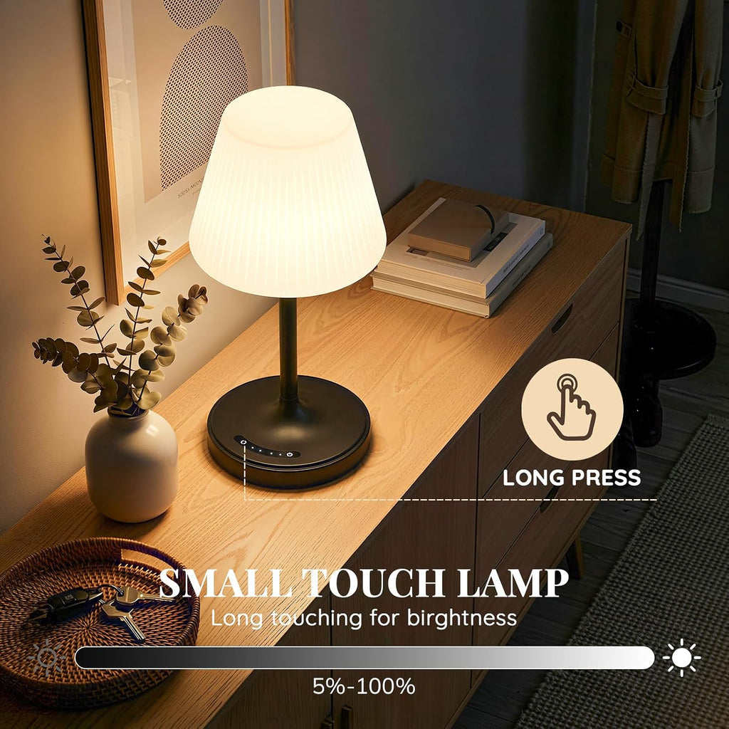 Audles Cordless Table Lamp, Waterproof Shower Lamp, 4000mAh Rechargeable Table Lamps, 3-Color Dimmable Light, Battery Operated Lamp Desk Ni…