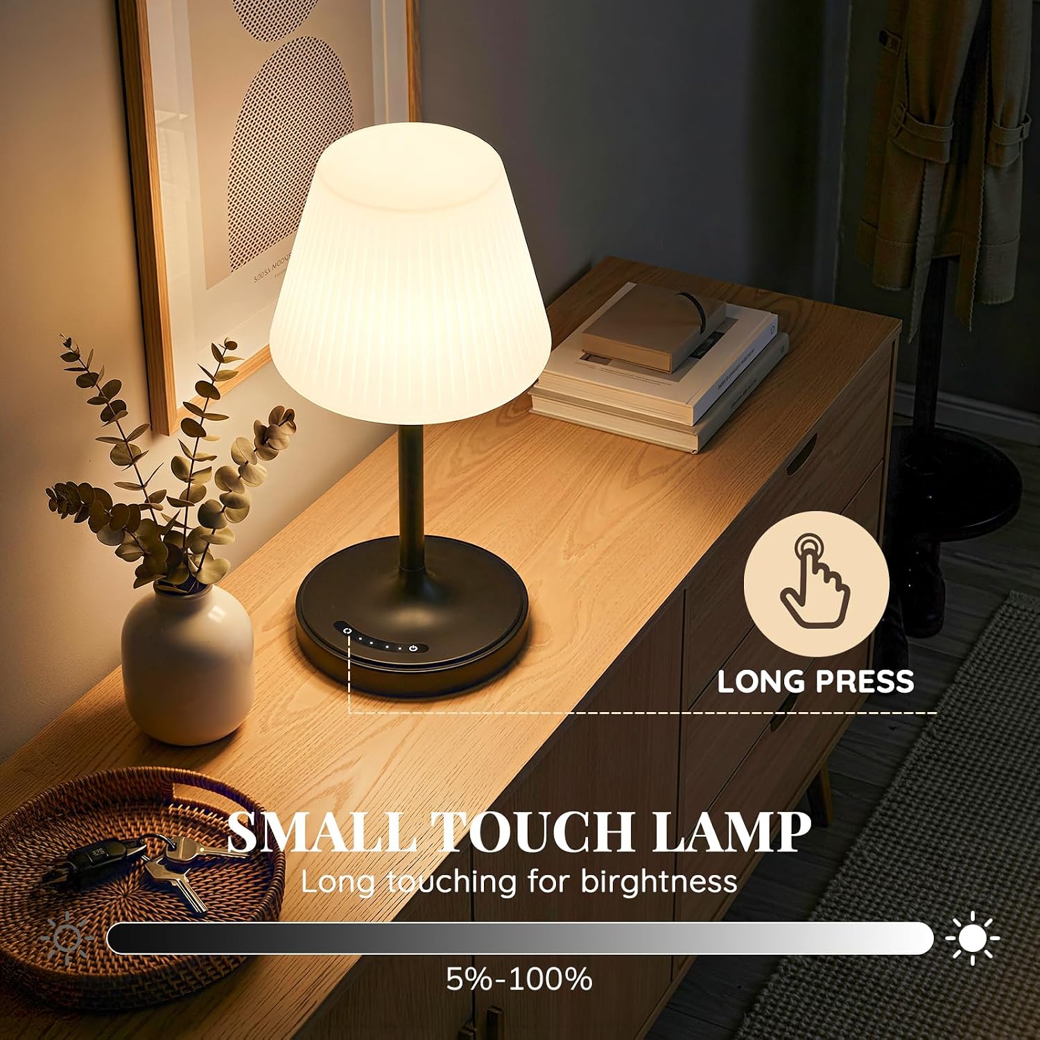 Audles Cordless Table Lamp, Waterproof Shower Lamp, 4000mAh Rechargeable Table Lamps, 3-Color Dimmable Light, Battery Operated Lamp Desk Ni…