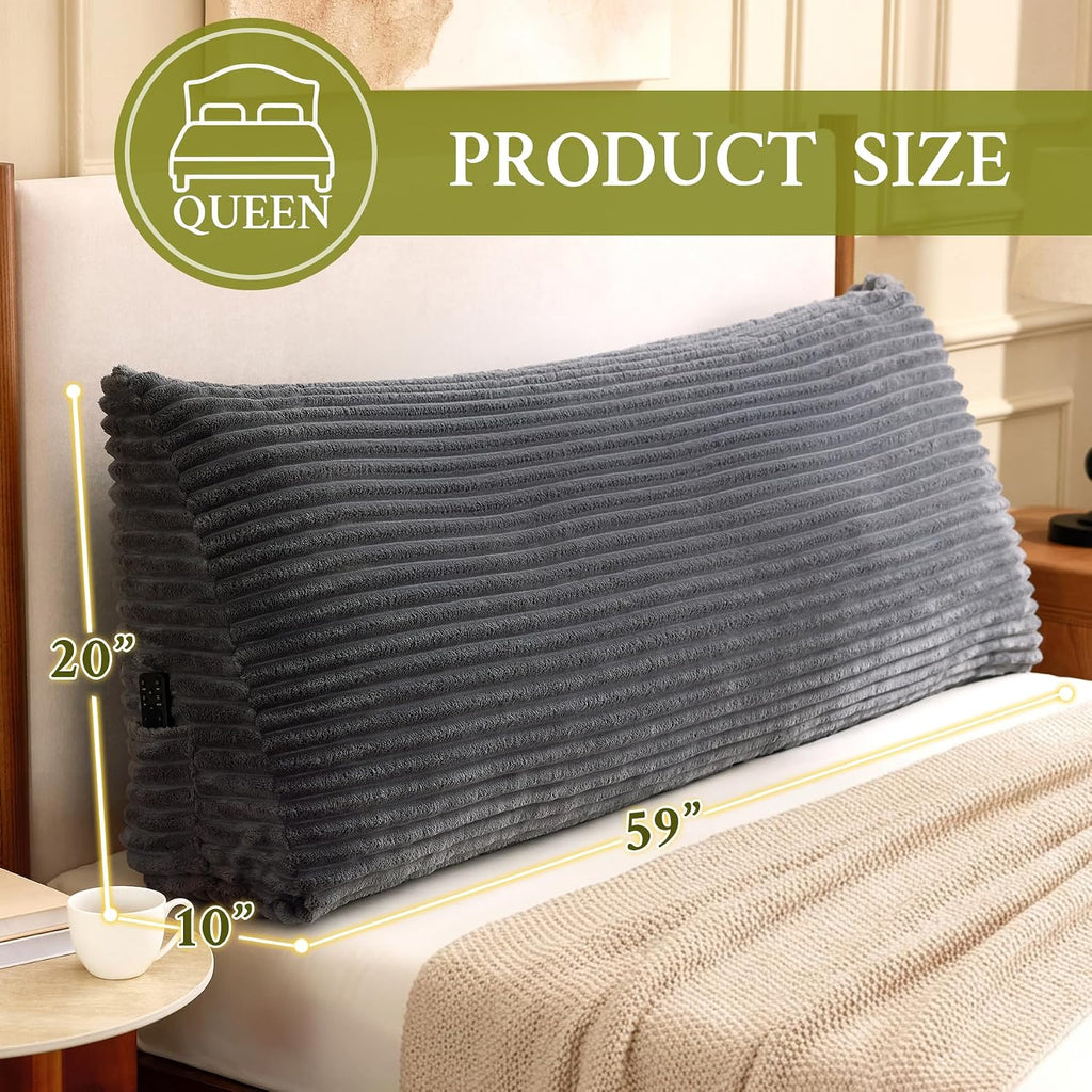 Zonamat Headboard Pillow Queen, Headboard Wedge Pillow, Back Rest Pillows for Sitting, Reading, Working, Triangle Pillow with Removable Cov…