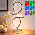 Mayful RGB Modern Table Lamp with 15W LED Unique Spiral Design, Silver Small Bedside Lamp & Nightstand Lamp, Touch Dimmable with 7 Colors…