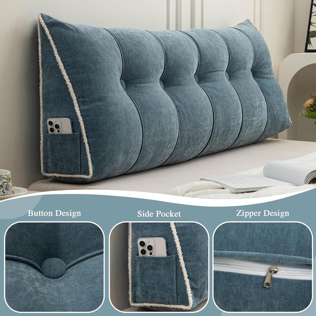 Foreate Headboard Pillow King, Chenille Triangular Wedge Pillow Headboard King Size, Reading Setting Backrest Daybed Pillows for Bed Sofa…