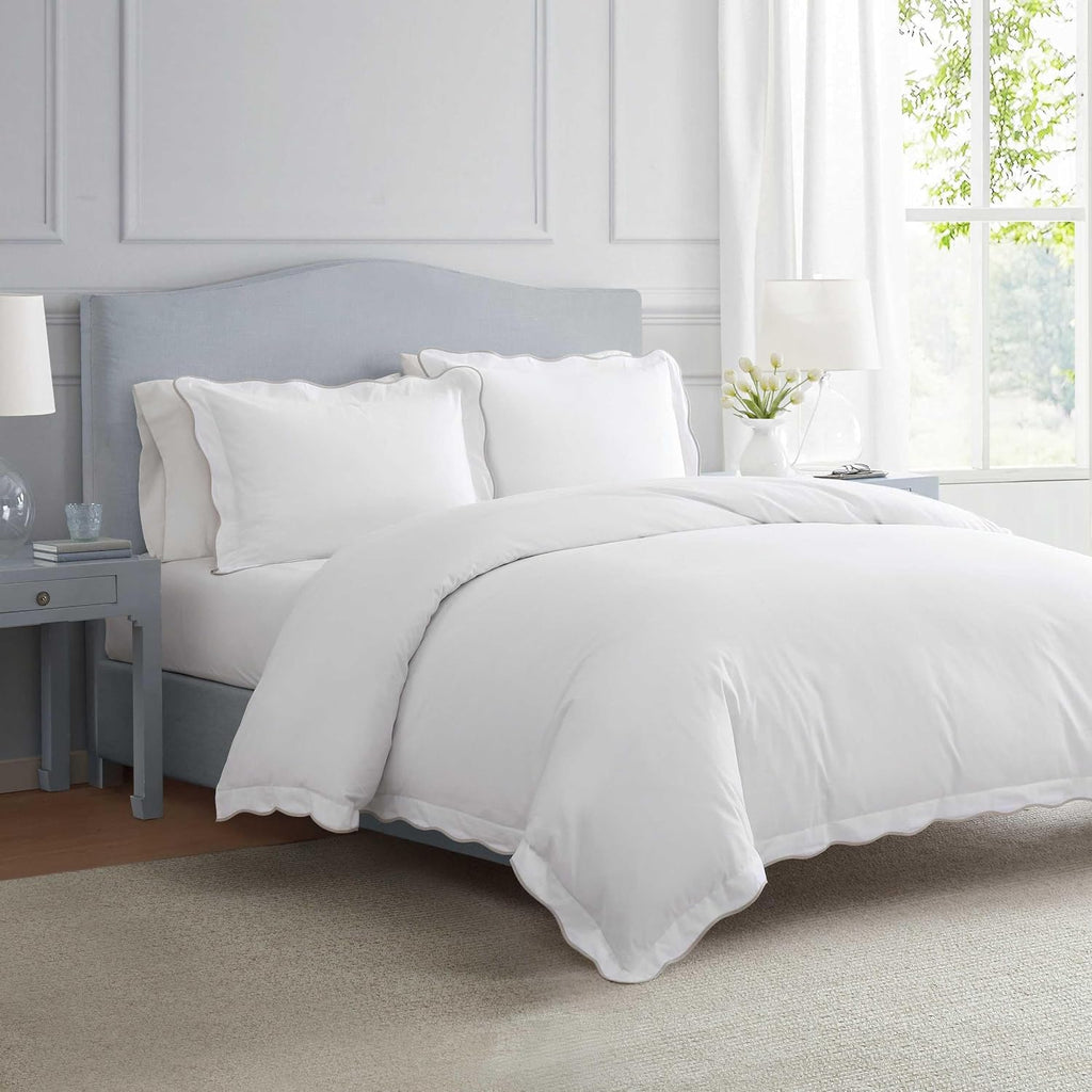 MarthaStewart Martha Stewart - Queen Duvet Cover Set, 100% Soft Cotton Bed Set with a Smooth Cotton Percale Reverse, 3 Piece Bedding with M…