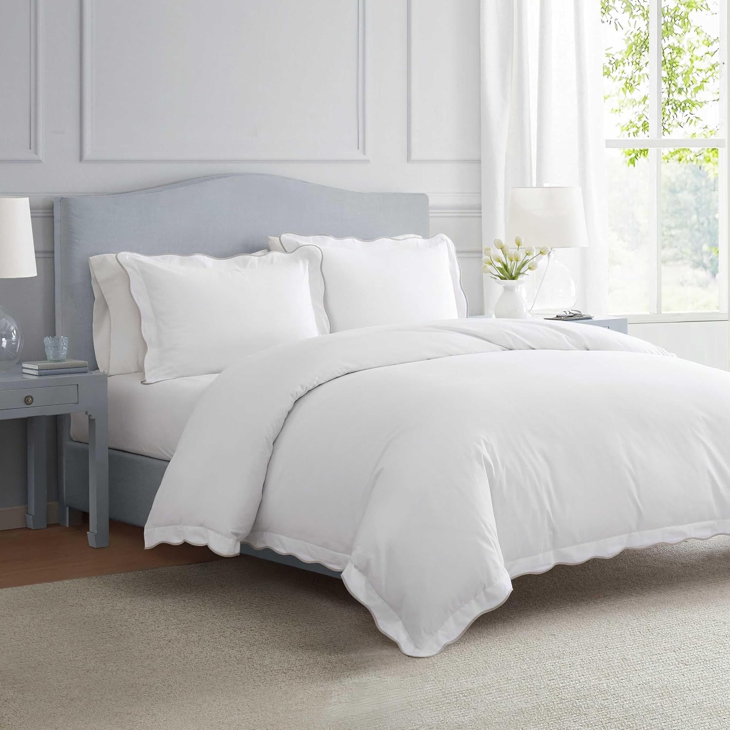 MarthaStewart Martha Stewart - Twin Duvet Cover Set, 100% Soft Cotton Bed Set with a Smooth Cotton Percale Reverse, 2 Piece Bedding with Ma…