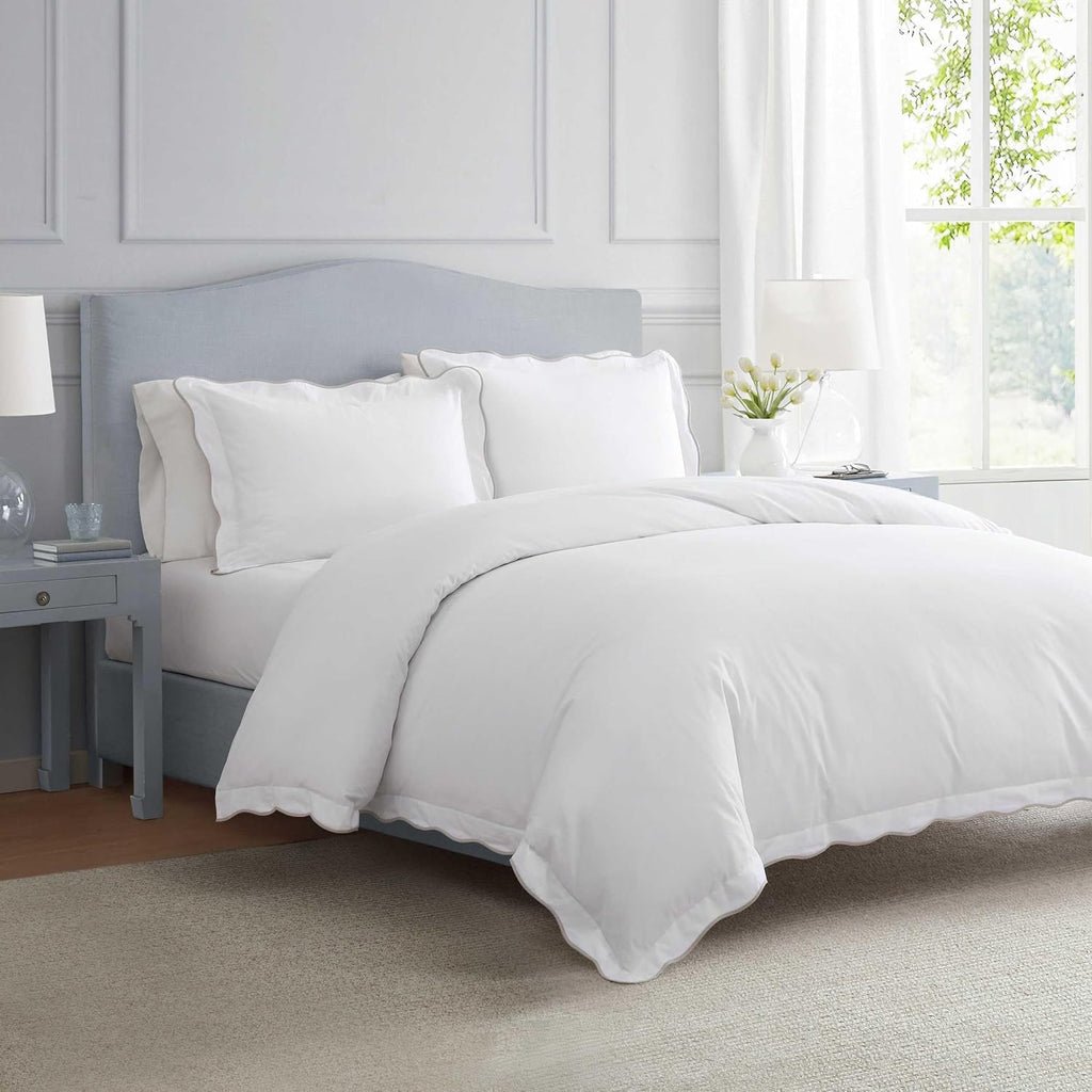 MarthaStewart Martha Stewart - King Duvet Cover Set, 100% Soft Cotton Bed Set with a Smooth Cotton Percale Reverse, 3 Piece Bedding with Ma…