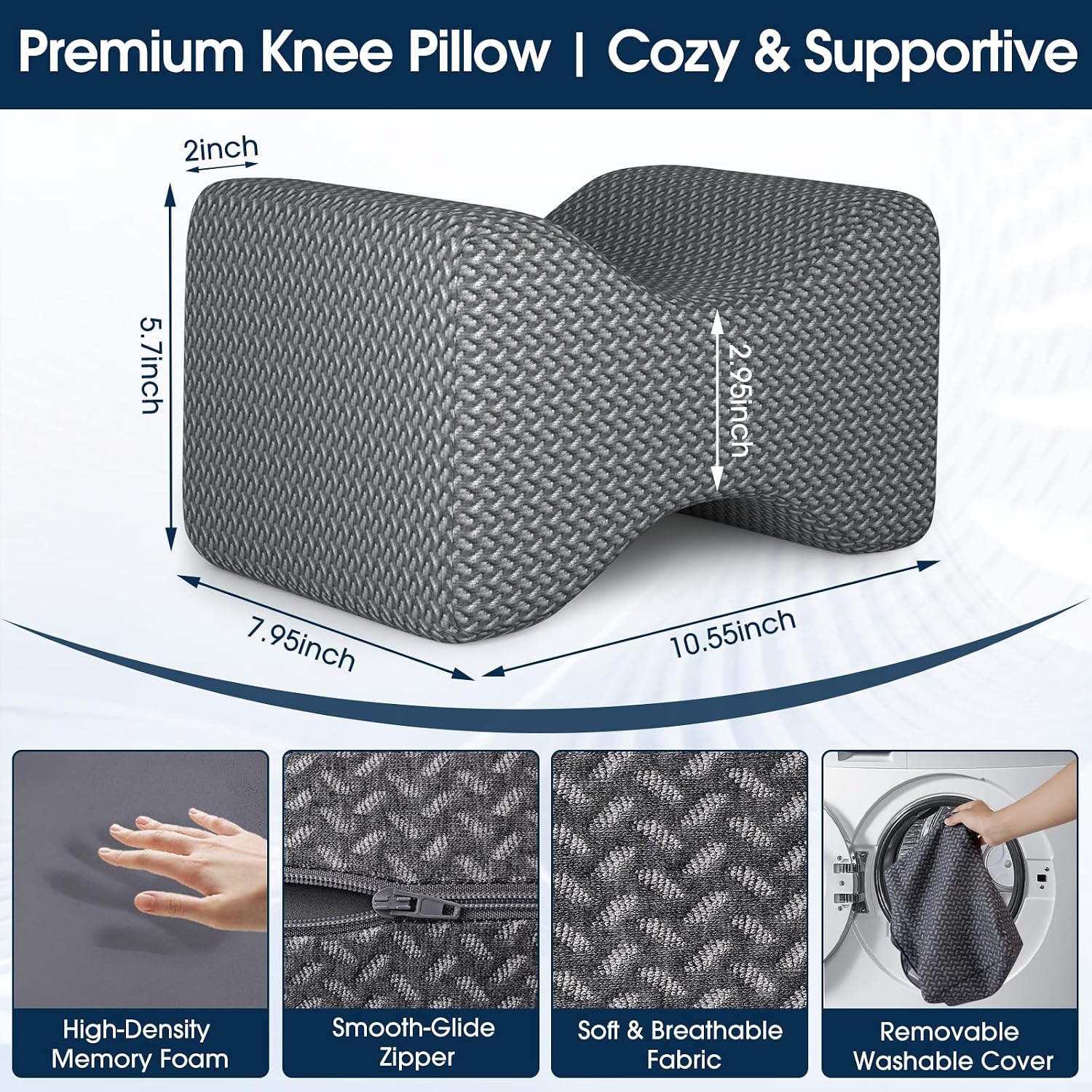 BlissTrends Memory Foam Knee Pillow, Knee Pillow for Side Sleepers, Leg Pillows for Sleeping Blood Circulation, Elevation Pillow for…