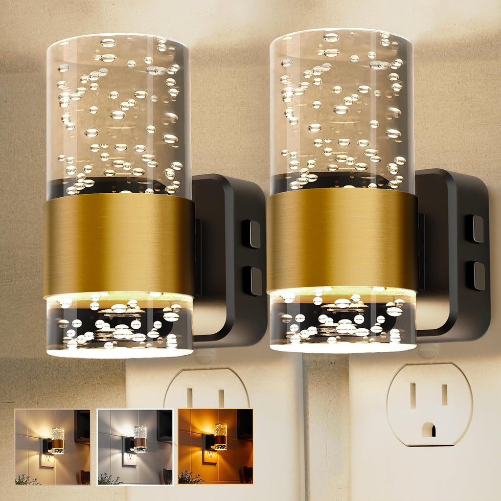 Night Lights Plug into Wall 2 Pack, Dimmable Night Light with Dusk-to-Dawn Light Sensor, Soft White/Cool White/Amber 3 Light Color…