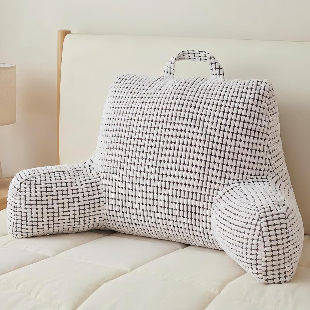 NOONTIDE Reading Pillow with Top Handle, Uniquely Designed Soft Fabric, Ergonomic Back Support for Bed, Cover Washable Sit up…
