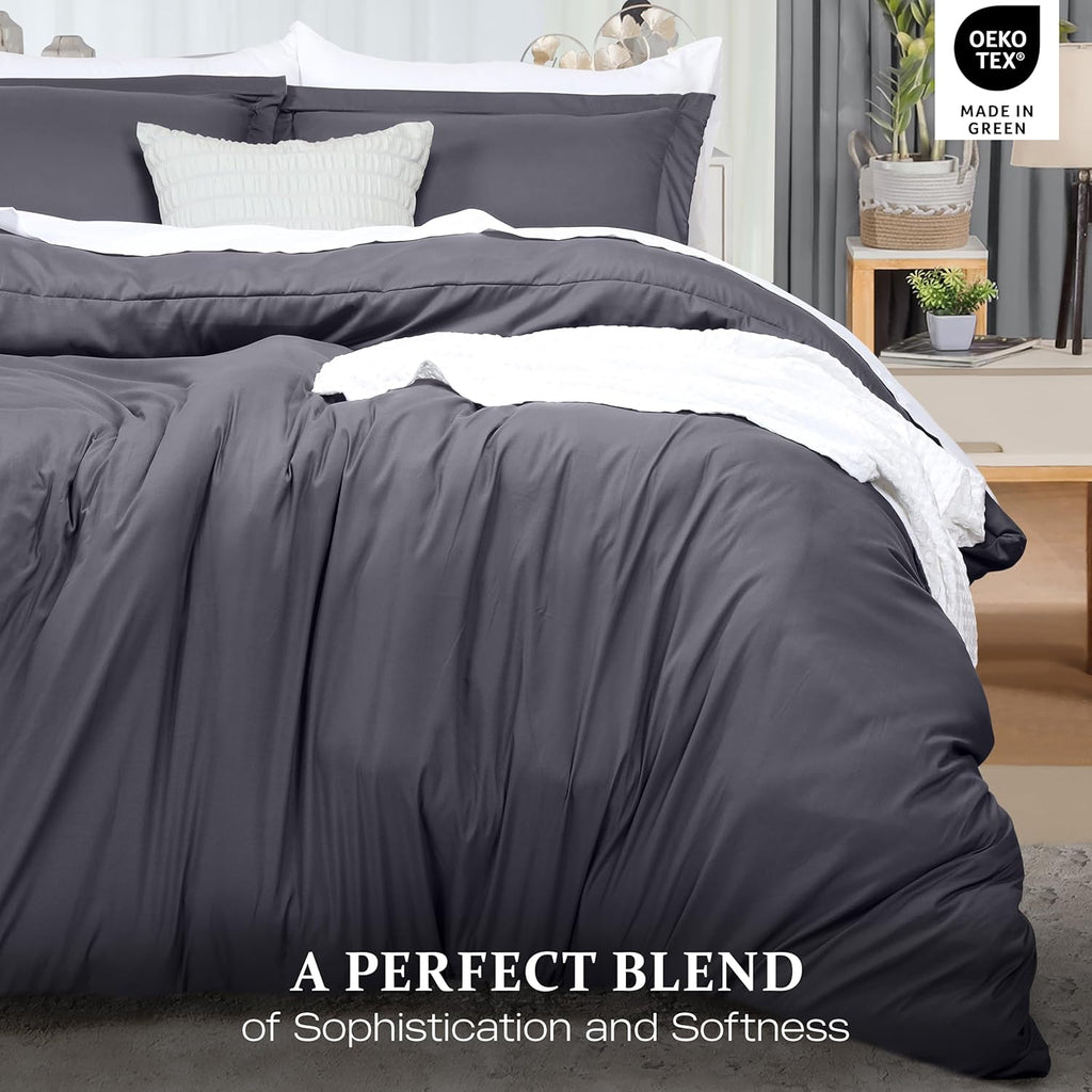 Utopia Bedding Duvet Cover King Size - 3 Piece with Zipper Closure - 1 Comforter Cover 104X90 Inches & 2 Pillow Shams 20X36 Inches (Grey)…