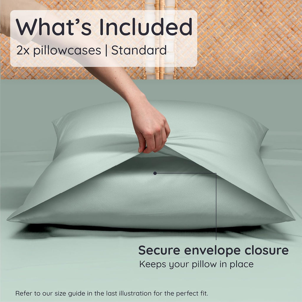 Bambaw 100% Viscose Derived from Bamboo Pillowcase Standard Size – Set of 2 Cooling Pillow Cases Standard Size, Breathable & Anti Acne Pill…