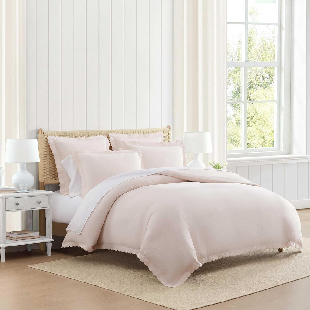 MarthaStewart Martha Stewart - Queen Duvet Cover Set, 100% Soft Cotton Blend Bedding, Corner Ties & Button Closure, 3 Piece Bed Set with Ma…