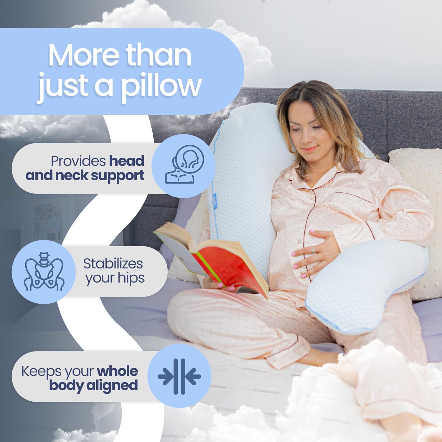 Contour Swan Body Pillow w/Pillowcase Cool XL - As Seen on TV