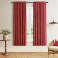 Guken Red 100% Blackout Linen Curtains 72 Inch Length 2 Panels Set for Living Room Bedroom Back Tab/Rod Pocket Thermal Insulated Black Out…