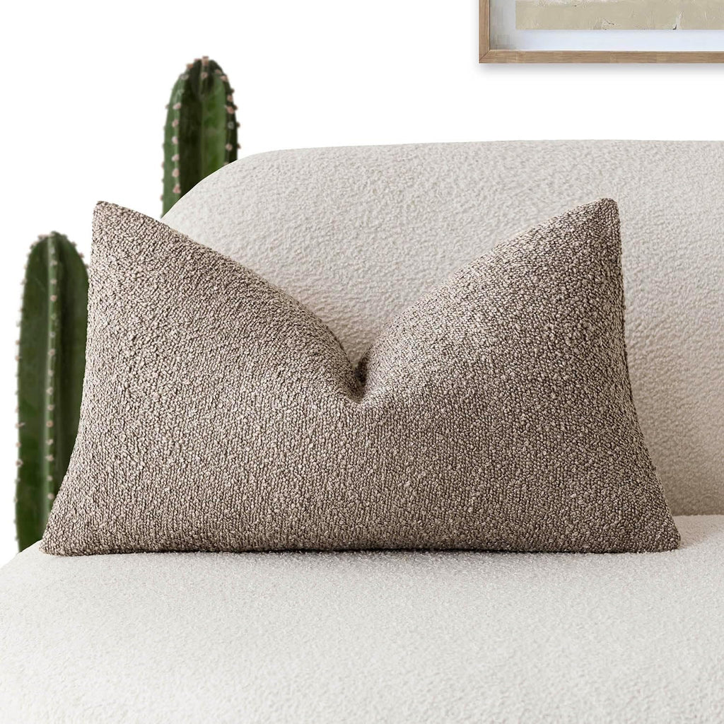 Foindtower Decorative Textured Boucle Throw Pillow Covers Accent Solid Lumbar Pillow Cases Neutral Soft Cozy Couch Cushion Case for Chair…