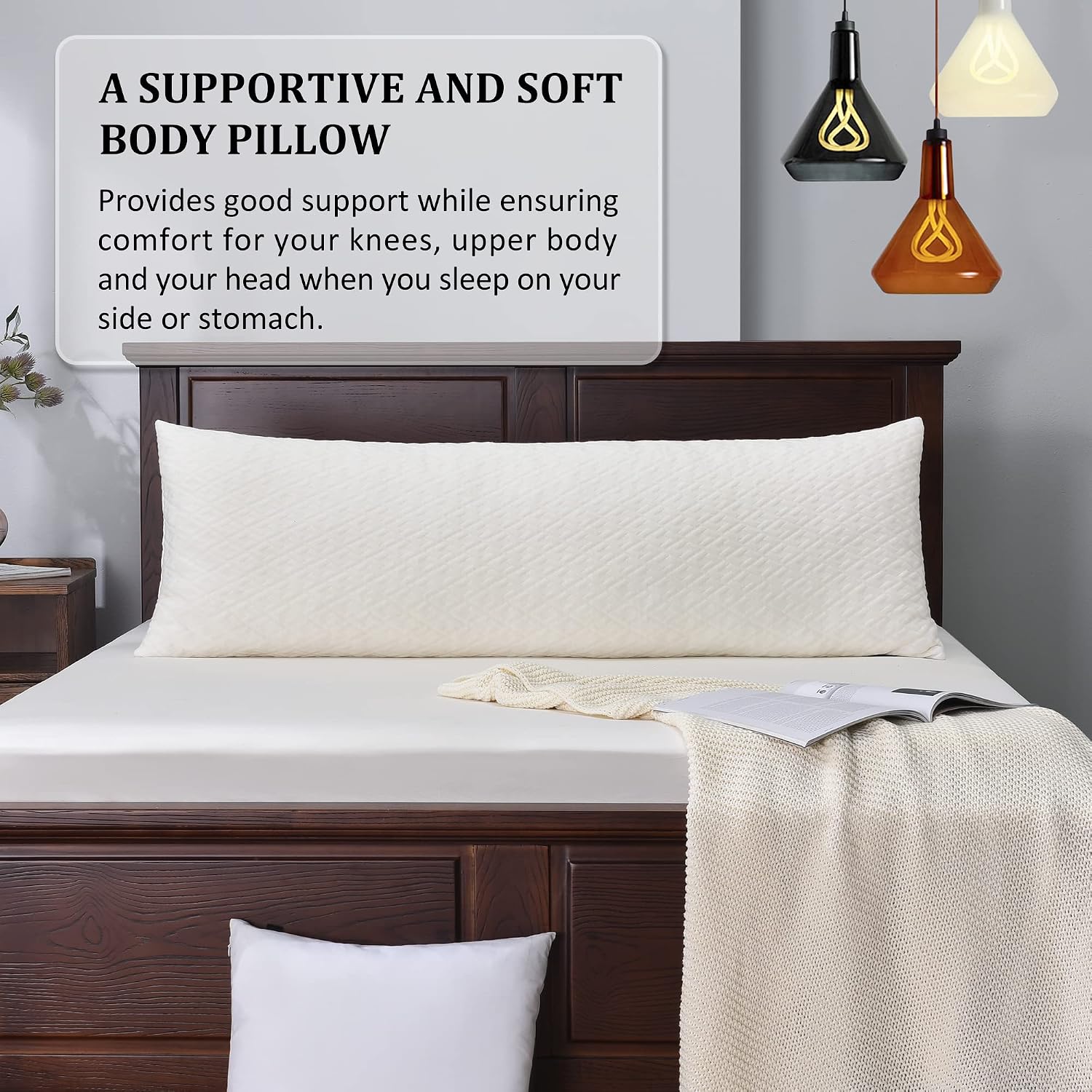 BasicBeyond Basic Beyond Memory Foam Pillows - Long Body Pillows for Adults, 20x54, Side & Back Sleepers 1 Count