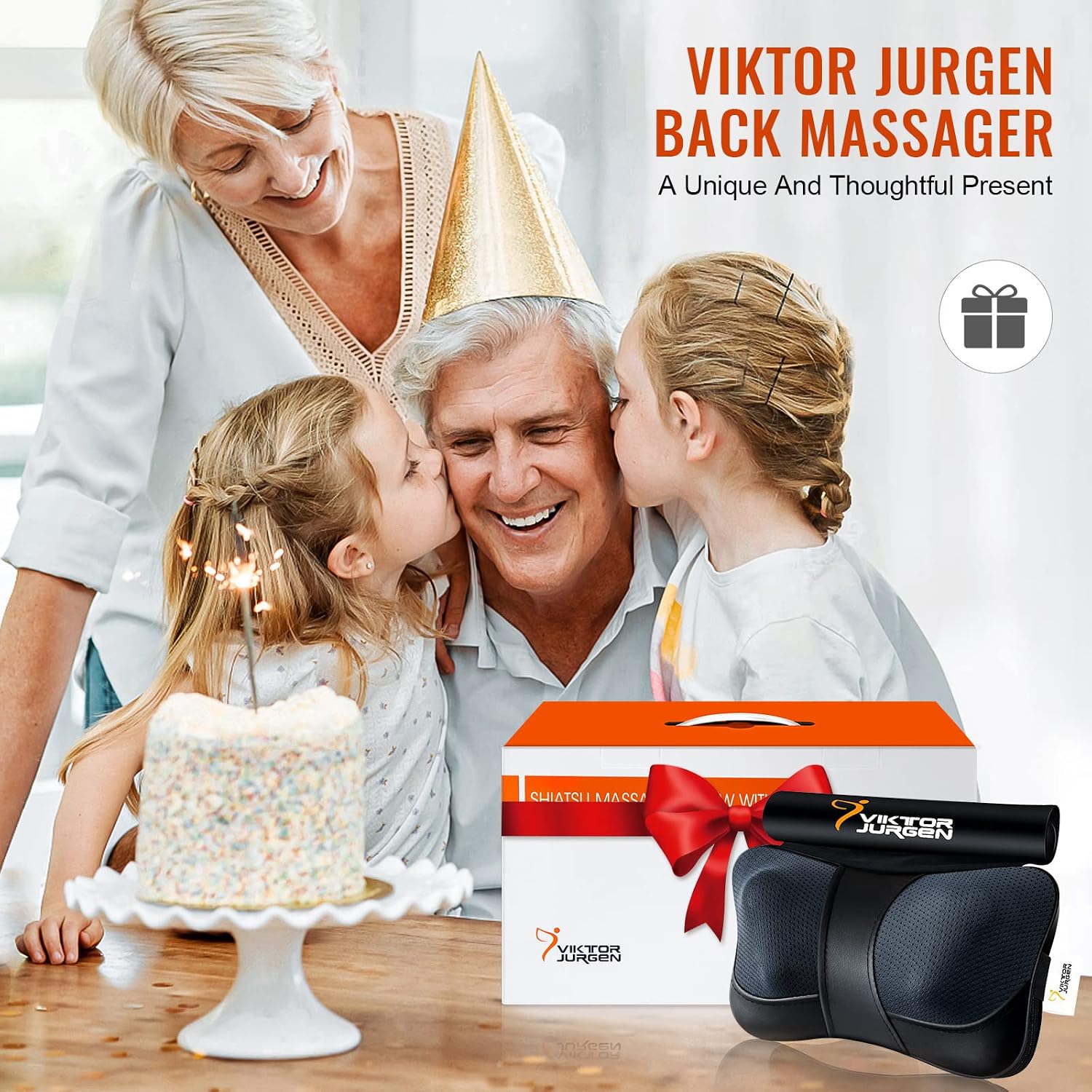 Viktorjurgen VIKTOR JURGEN Fathers Day Back Massager Gifts, Shiatsu Kneading Massager for Neck and Shoulder, Massage Pillow with Heat Relax…