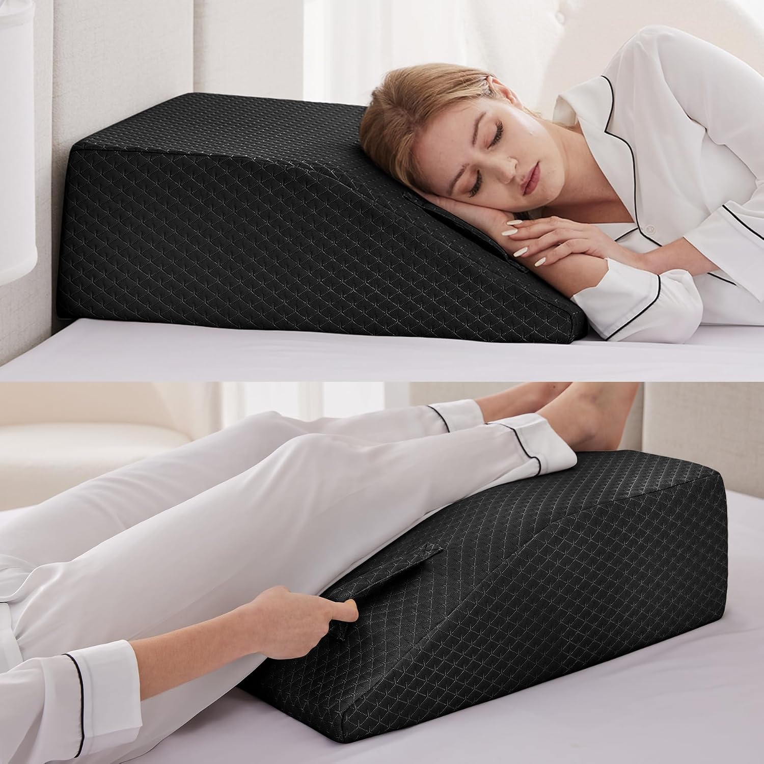 Ruqmuis Leg Elevation Pillow for After Surgery, 10inch Foam Leg Elevating Pillow for Swelling and Blood Circulation, Leg Wedge Pillow for S…