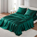 Madisonpark Madison Park Satin Sheets Full Size, Elastic 14" Pocket Fits Up to 16" Mattress, Wrinkle-Free, Soft Satin Bed Sheet Set, Emeral…