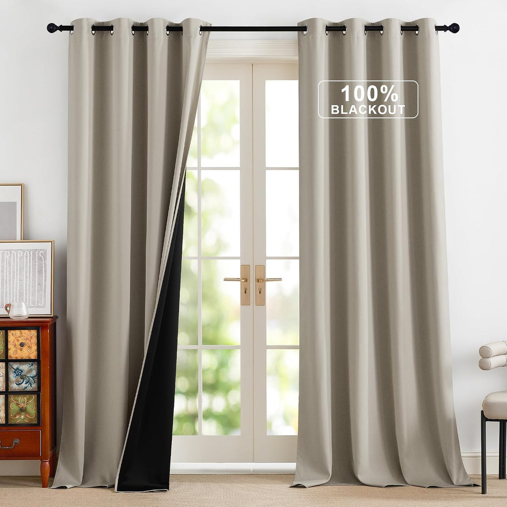 NICETOWN Blackout Curtains for Bedroom, Grommet Privacy 100% Blackout 96 inches Length Thermal Insulated Curtains for Living Room, 2…