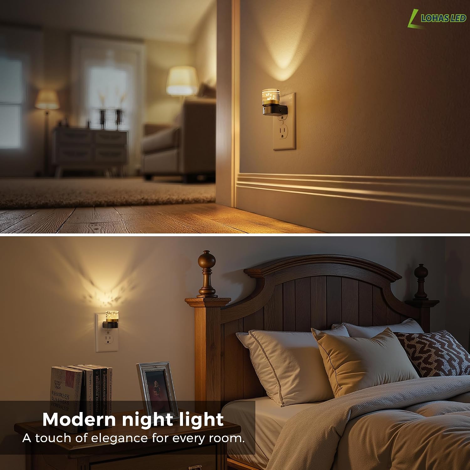 L LOHAS LED Night Light, Night Lights Plug into Wall, 3000K Soft Light LED NightLights, Built in Dusk to Dawn Sensor Bubble Wall Light…